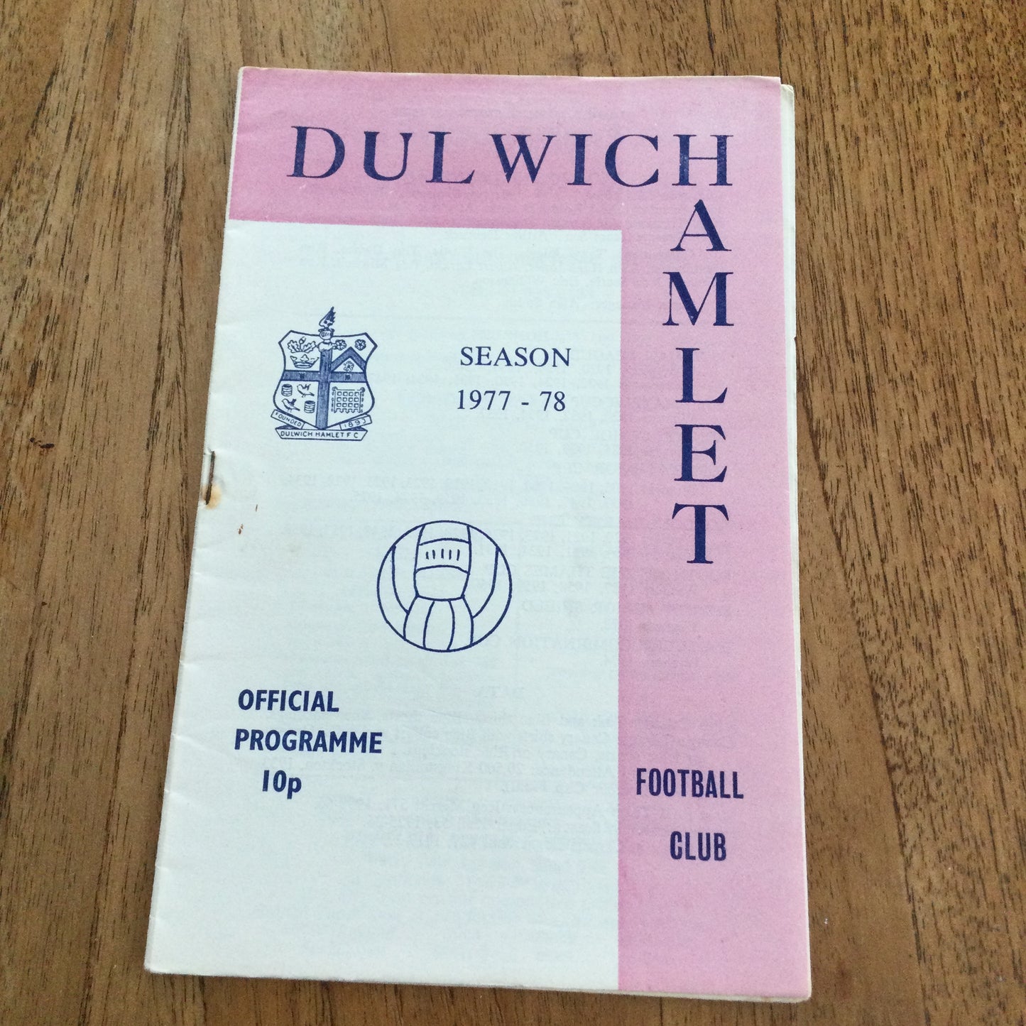Dulwich Hamlet v Sutton Utd. Surrey Senior Cup - 1st Round. 31/12/77 1977/78 Programme.