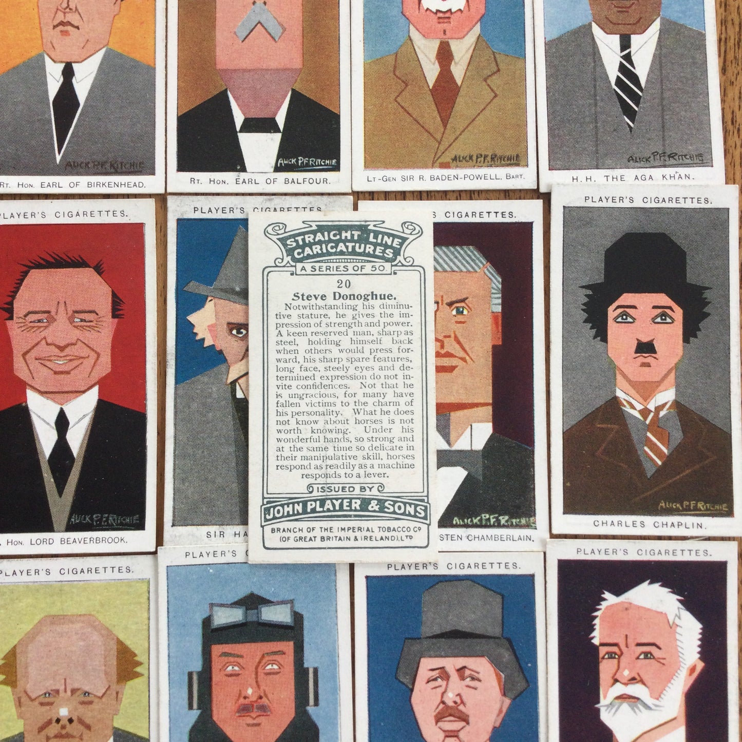 Straight Line Caricatures. Player's Cigarette Cards. Issued 1926. Alick Penrose Forbes Ritchie