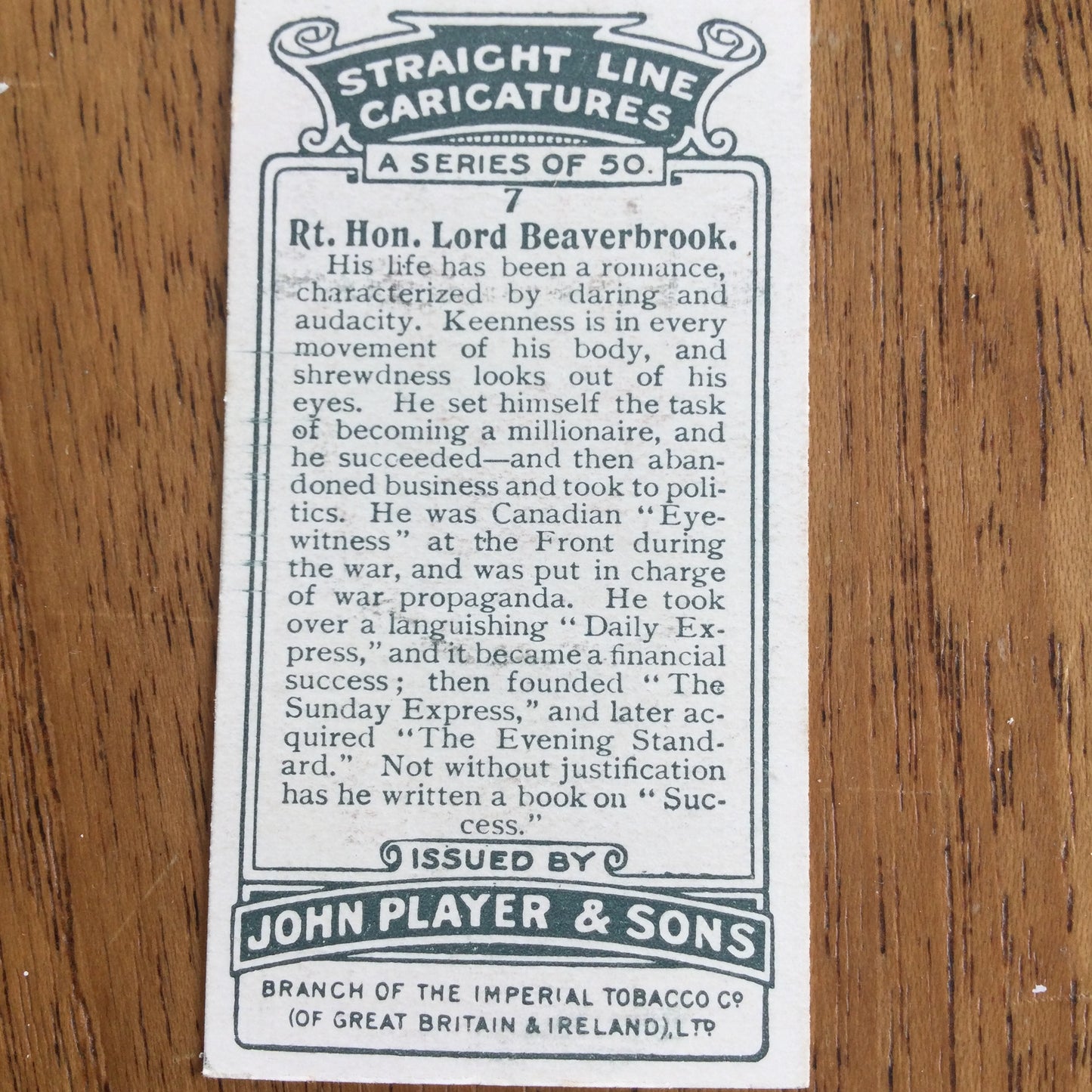 Straight Line Caricatures. Player's Cigarette Cards. Issued 1926. Alick Penrose Forbes Ritchie