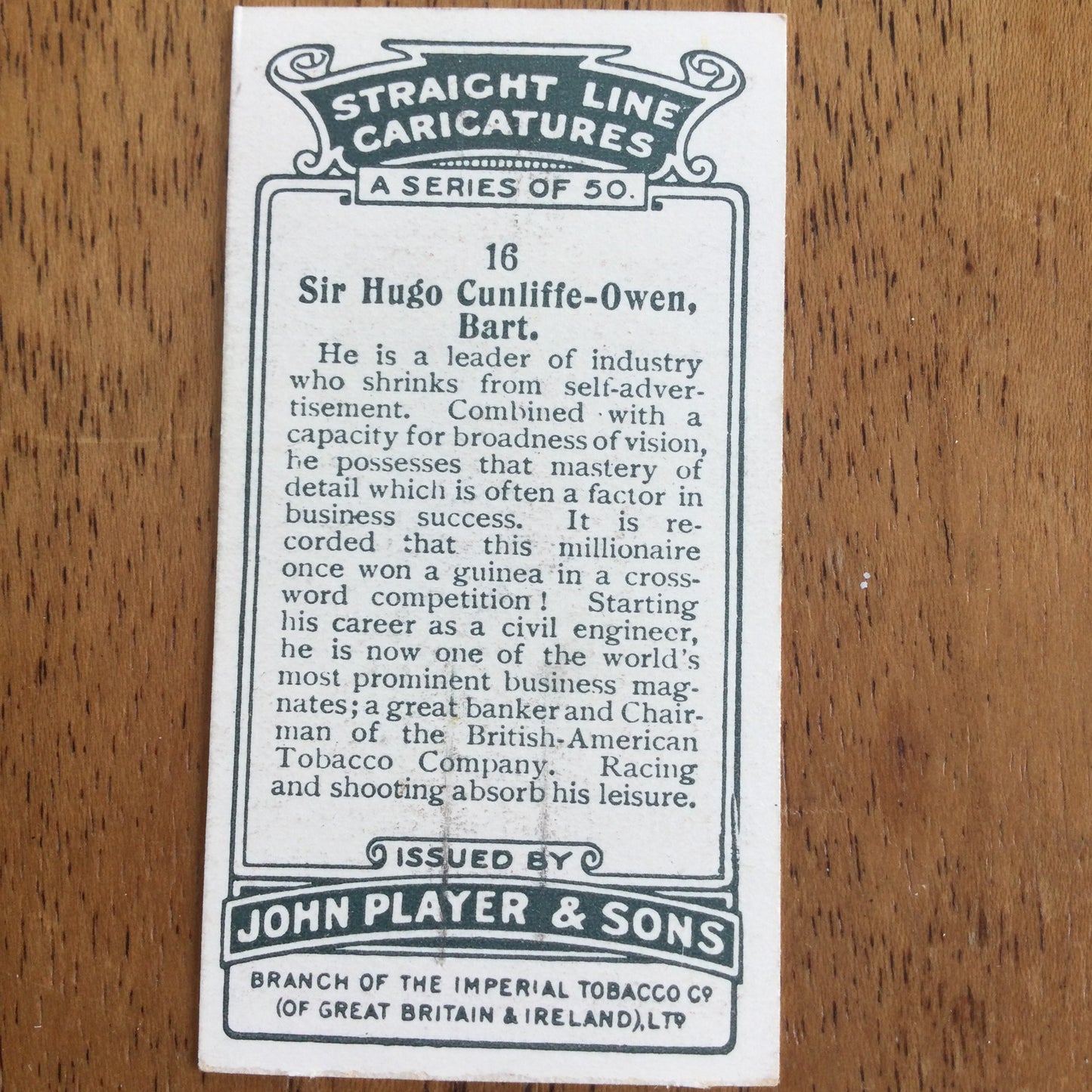 Straight Line Caricatures. Player's Cigarette Cards. Issued 1926. Alick Penrose Forbes Ritchie