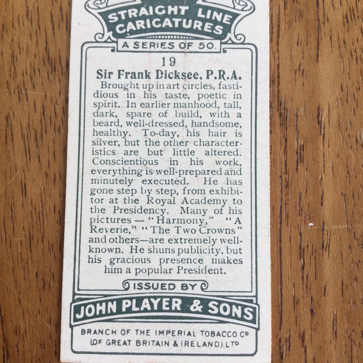 Straight Line Caricatures. Player's Cigarette Cards. Issued 1926. Alick Penrose Forbes Ritchie