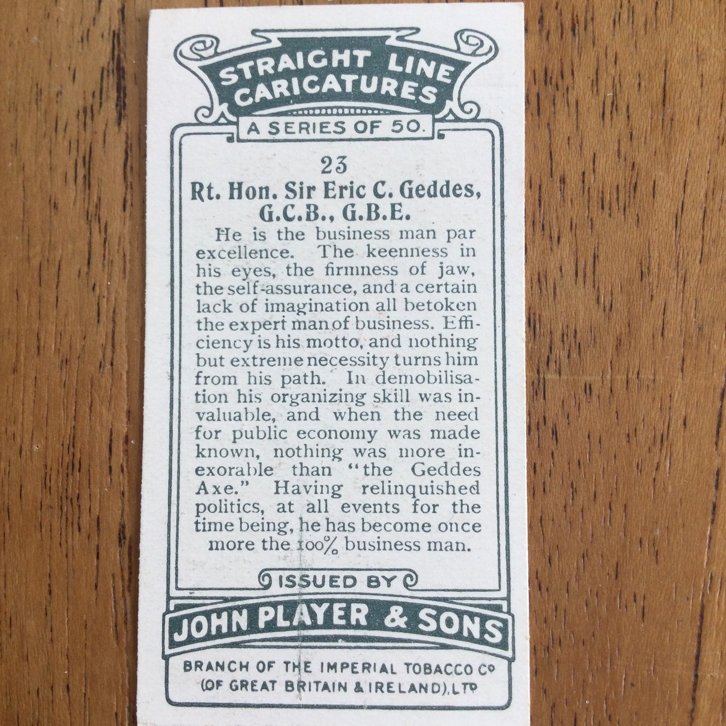 Straight Line Caricatures. Player's Cigarette Cards. Issued 1926. Alick Penrose Forbes Ritchie