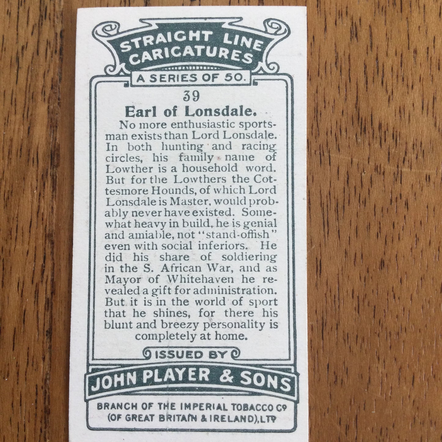 Straight Line Caricatures. Player's Cigarette Cards. Issued 1926. Alick Penrose Forbes Ritchie