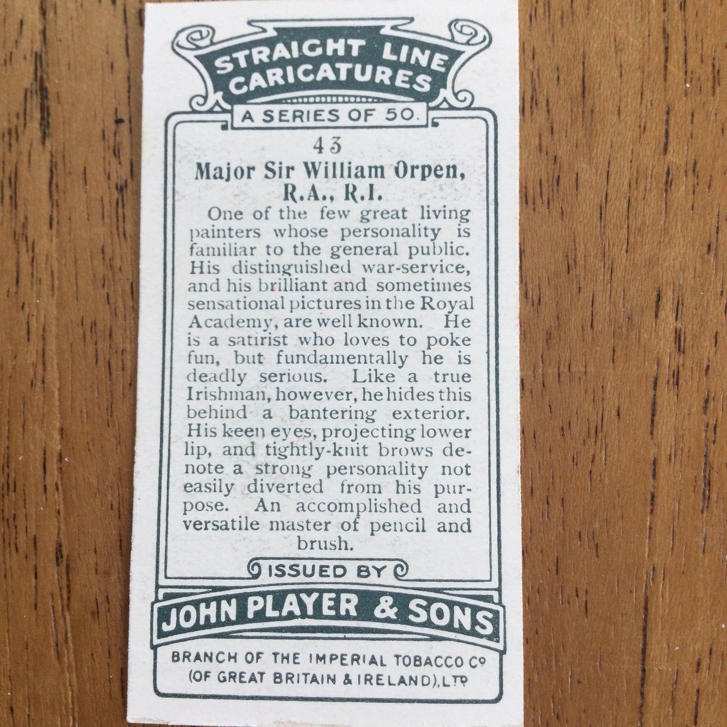 Straight Line Caricatures. Player's Cigarette Cards. Issued 1926. Alick Penrose Forbes Ritchie