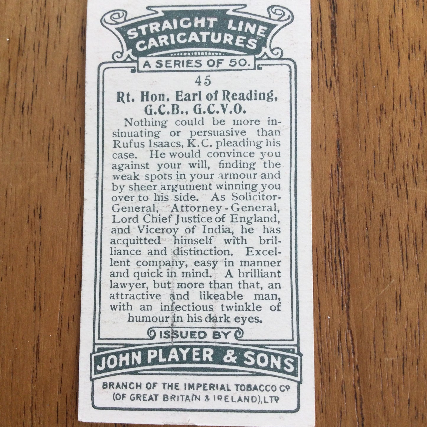 Straight Line Caricatures. Player's Cigarette Cards. Issued 1926. Alick Penrose Forbes Ritchie