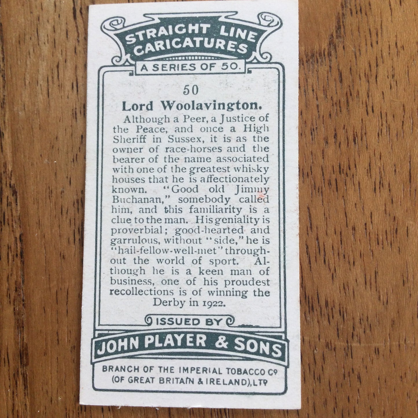 Straight Line Caricatures. Player's Cigarette Cards. Issued 1926. Alick Penrose Forbes Ritchie