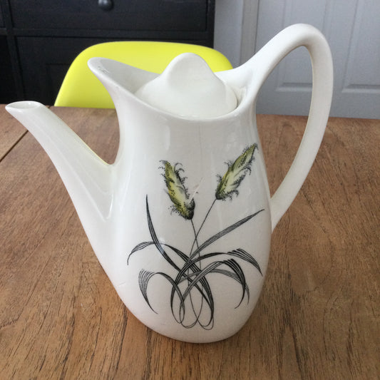 Coffee Pot DAMAGED. Midwinter Bali Hai by John Russell. 1960s retro grass design. Fashion shape.