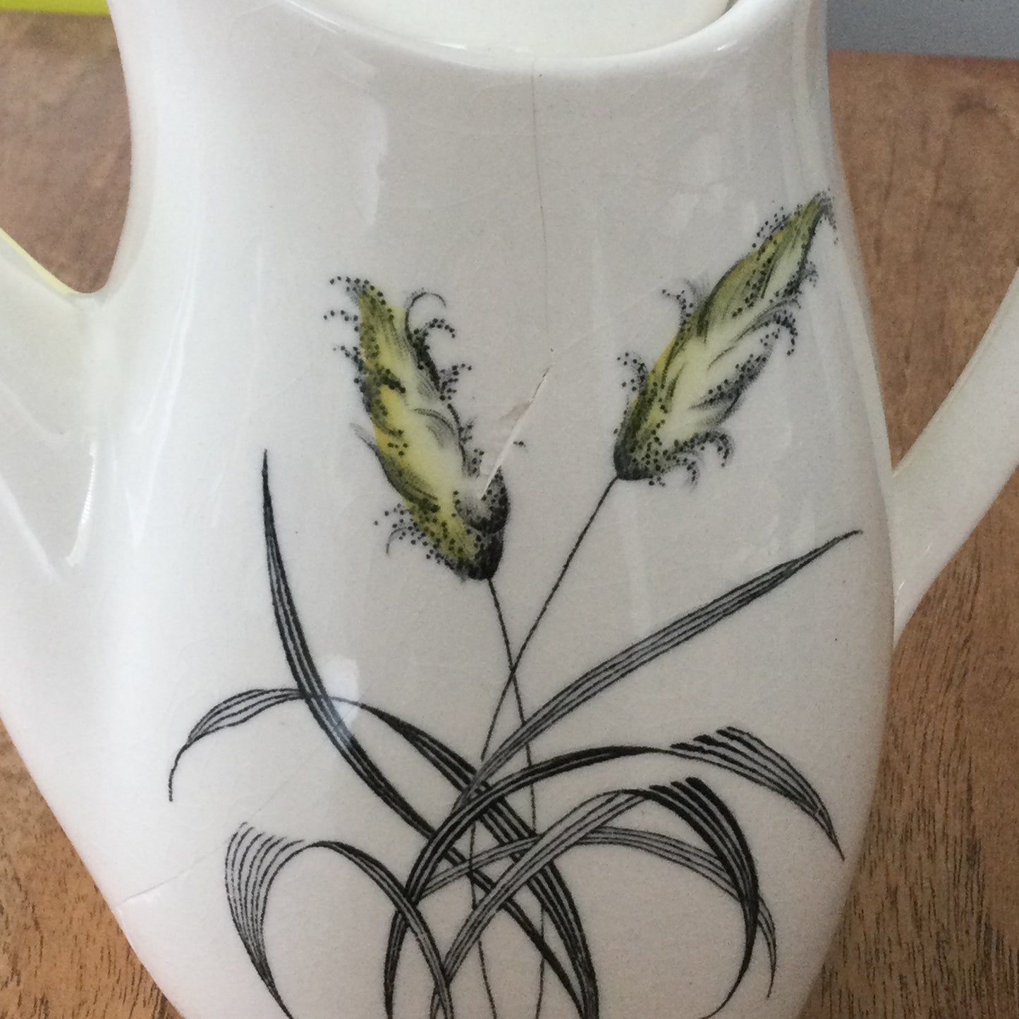 Coffee Pot DAMAGED. Midwinter Bali Hai by John Russell. 1960s retro grass design. Fashion shape.