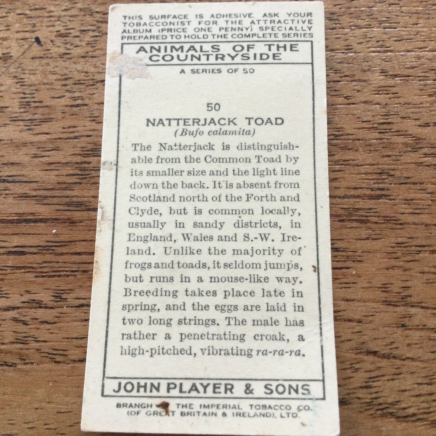 Animals of the Countryside. Players Cigarette Cards. 1939. 1930s. Sold individually so you can take your pick.