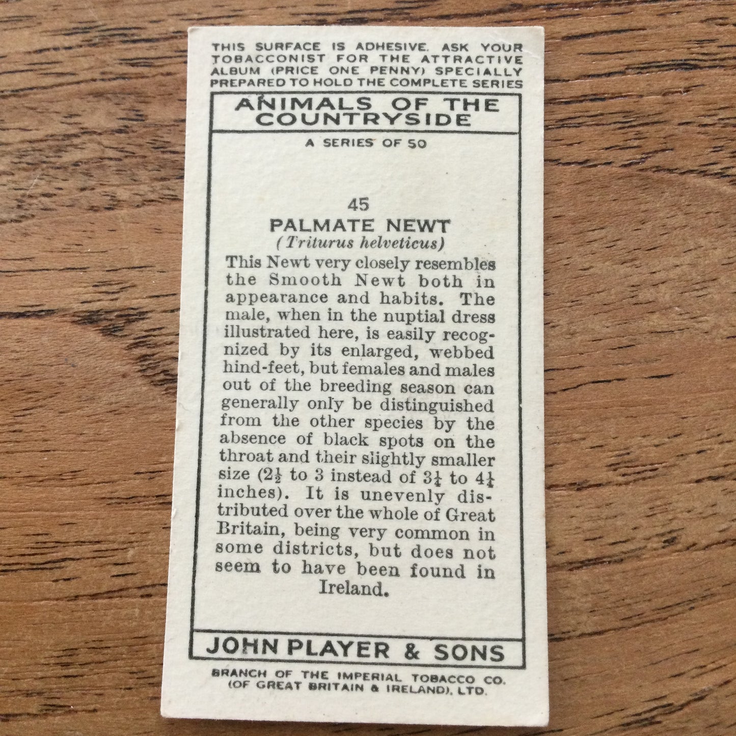 Animals of the Countryside. Players Cigarette Cards. 1939. 1930s. Sold individually so you can take your pick.