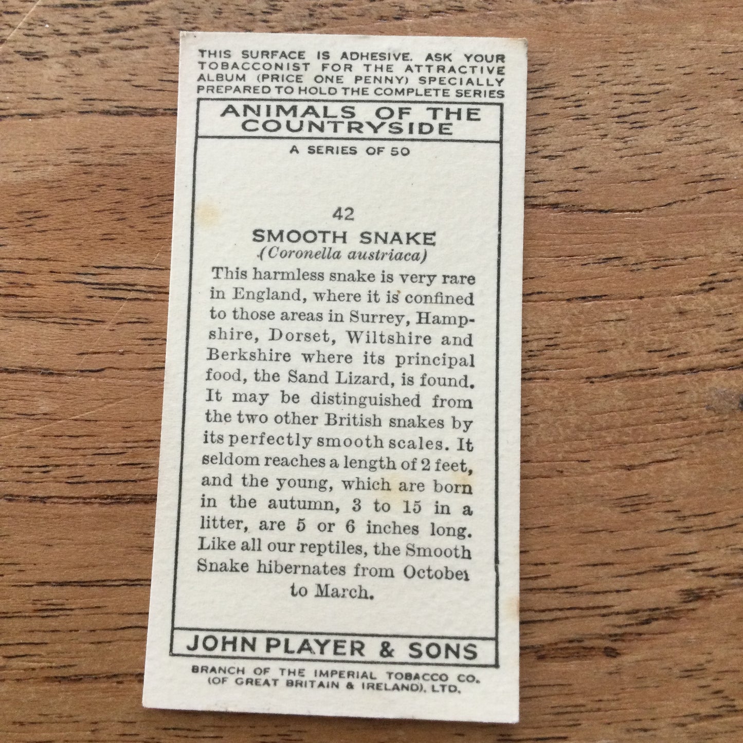 Animals of the Countryside. Players Cigarette Cards. 1939. 1930s. Sold individually so you can take your pick.