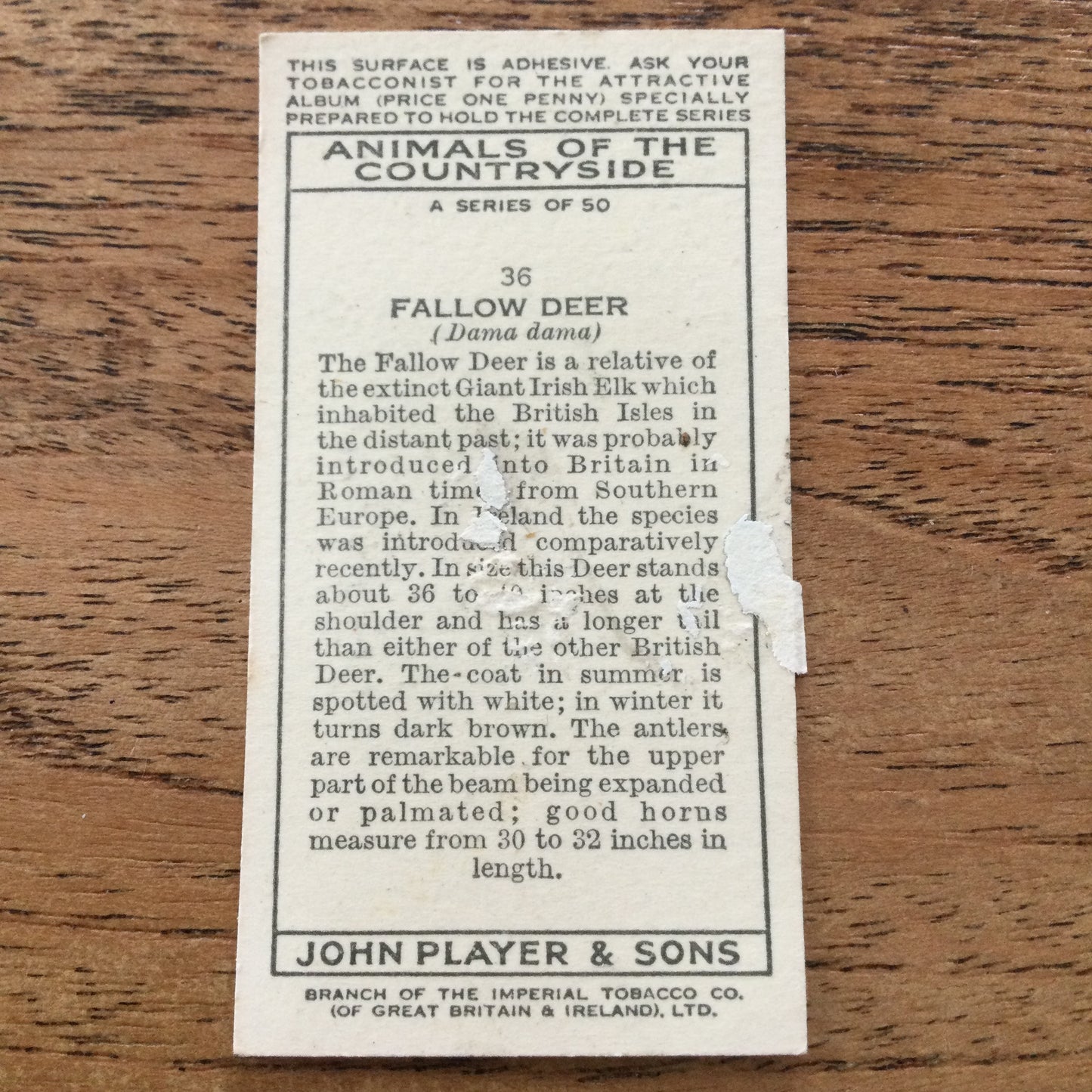 Animals of the Countryside. Players Cigarette Cards. 1939. 1930s. Sold individually so you can take your pick.