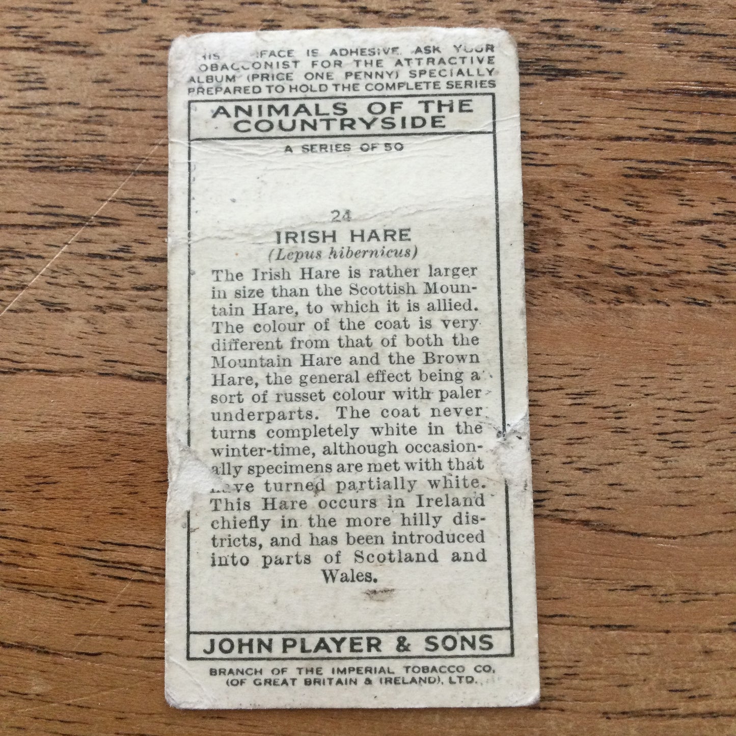 Animals of the Countryside. Players Cigarette Cards. 1939. 1930s. Sold individually so you can take your pick.