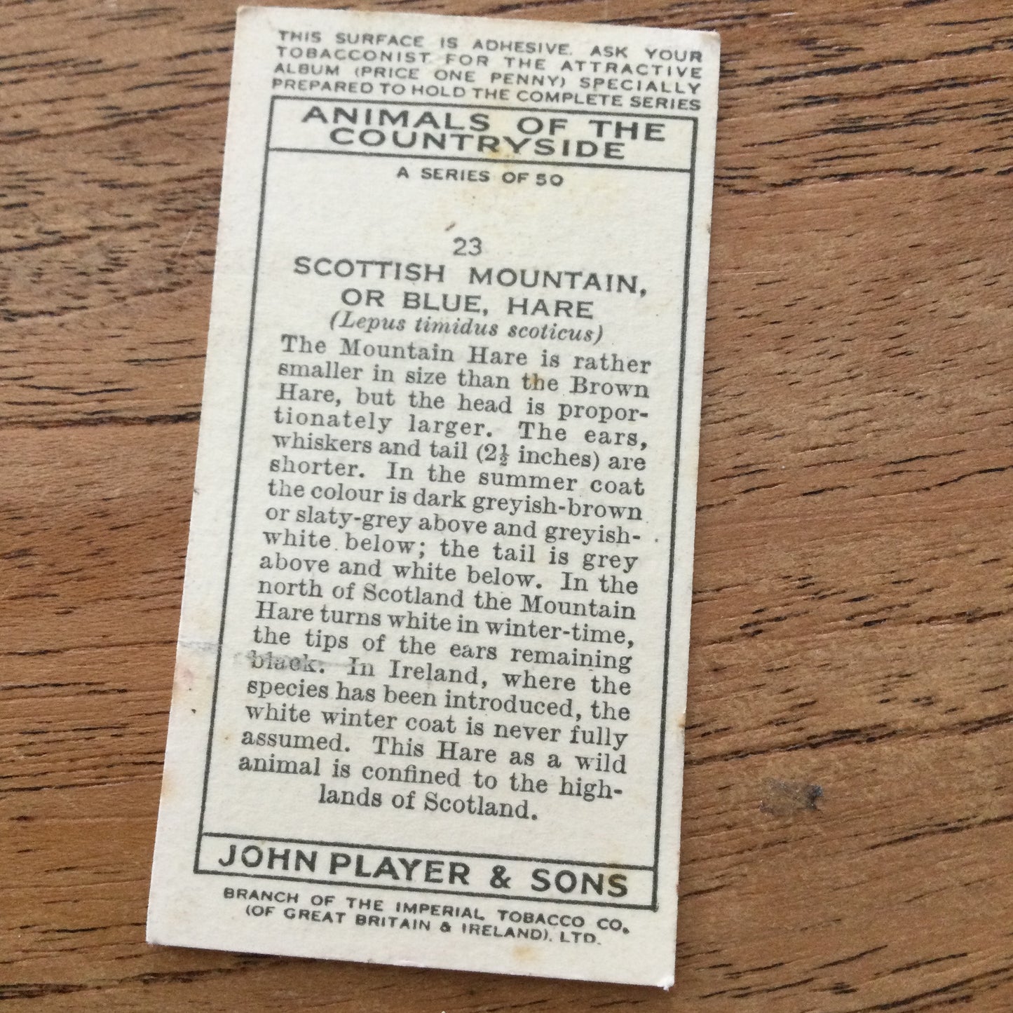 Animals of the Countryside. Players Cigarette Cards. 1939. 1930s. Sold individually so you can take your pick.