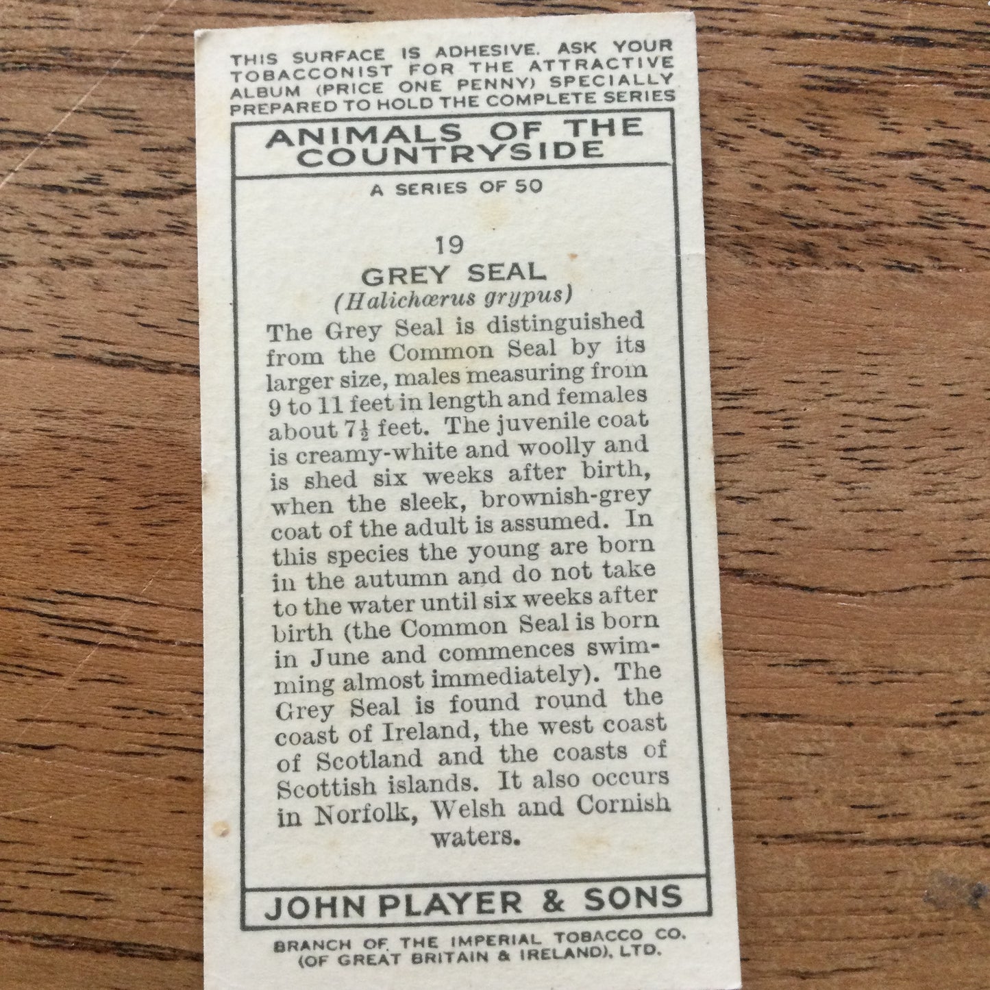 Animals of the Countryside. Players Cigarette Cards. 1939. 1930s. Sold individually so you can take your pick.