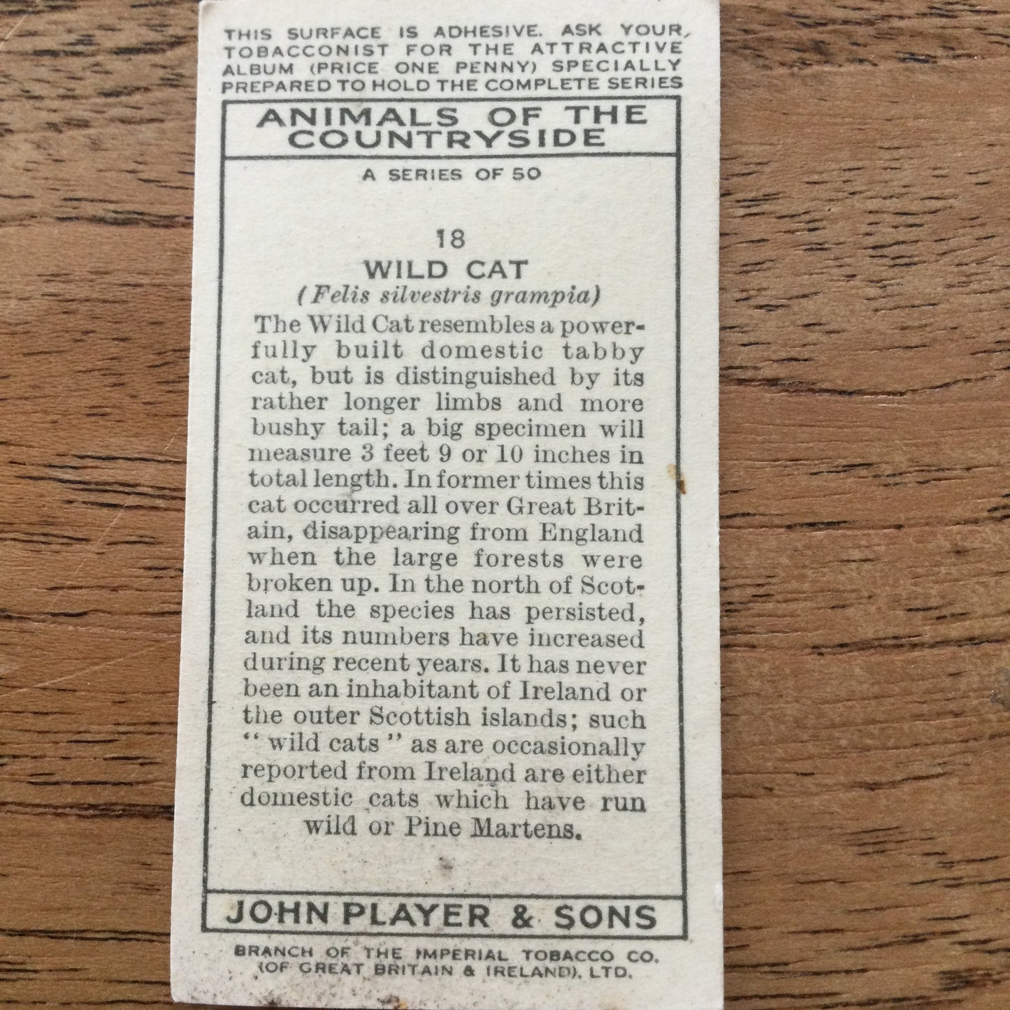 Animals of the Countryside. Players Cigarette Cards. 1939. 1930s. Sold individually so you can take your pick.