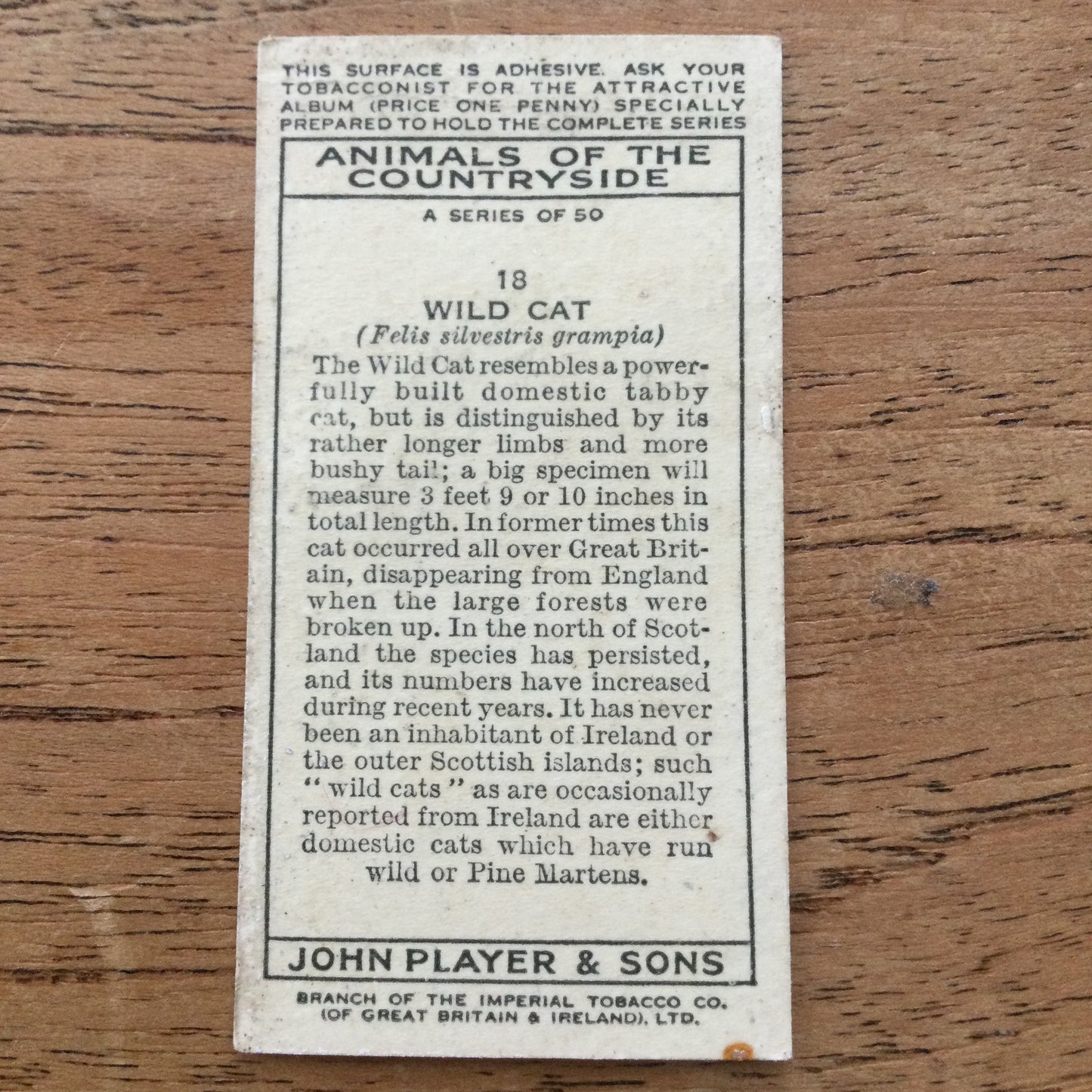 Animals of the Countryside. Players Cigarette Cards. 1939. 1930s. Sold individually so you can take your pick.