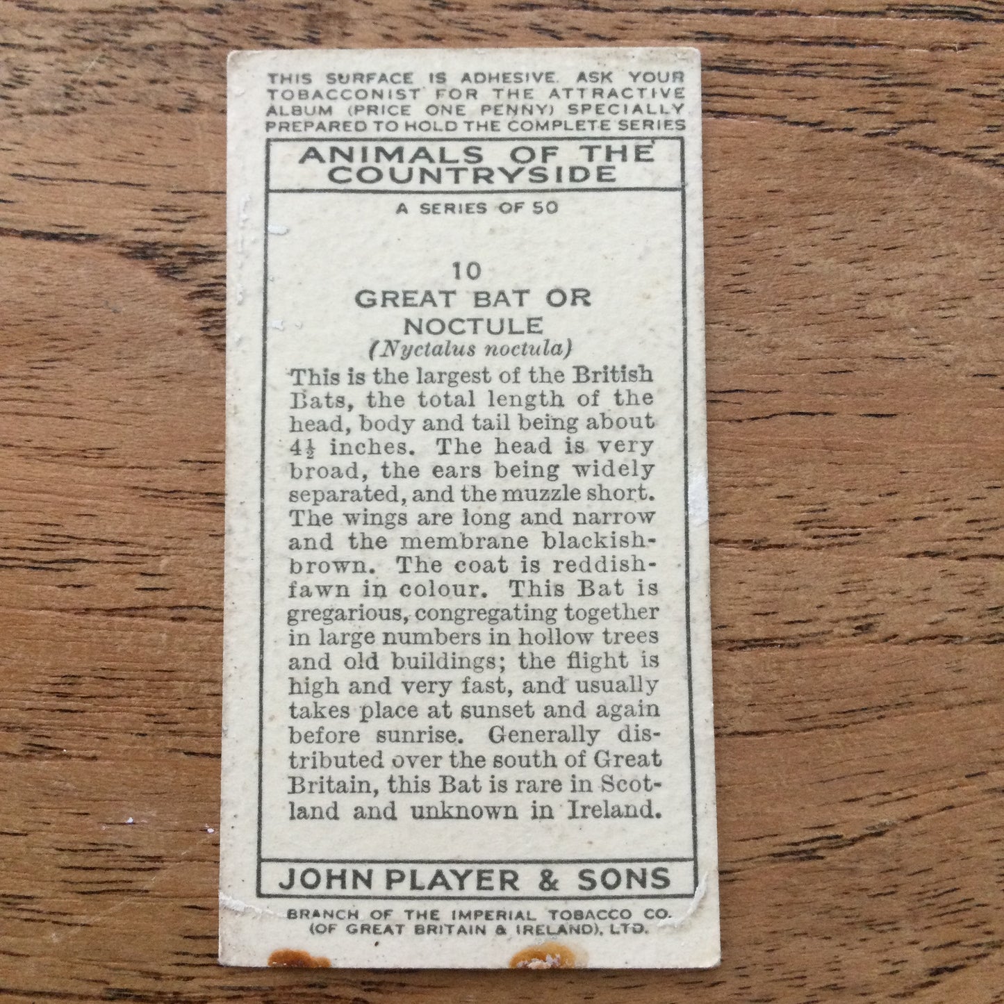 Animals of the Countryside. Players Cigarette Cards. 1939. 1930s. Sold individually so you can take your pick.