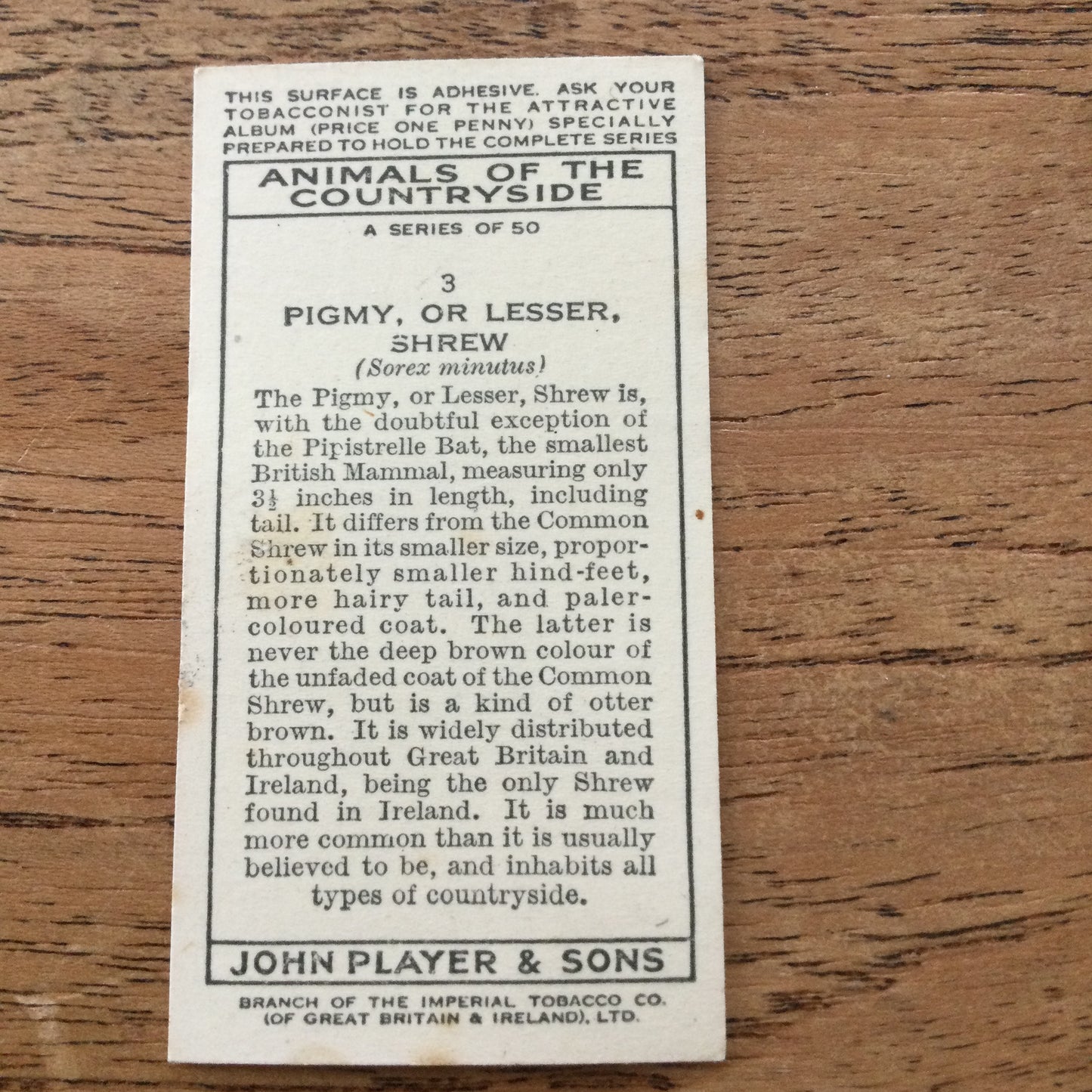 Animals of the Countryside. Players Cigarette Cards. 1939. 1930s. Sold individually so you can take your pick.