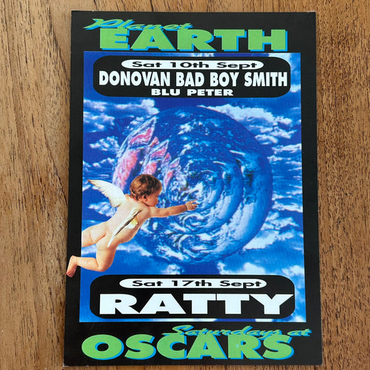 90s RAVE / Dance Memorabilia Flyer. Planet Earth at Oscars Leigh on Sea. Donovan Bad Boy Smith
