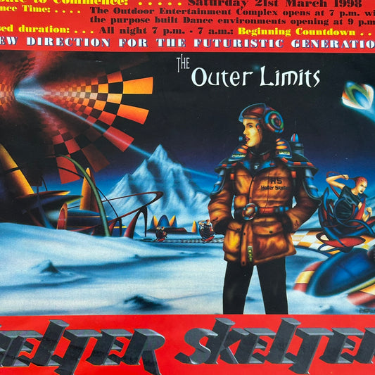 90s RAVE / Dance Memorabilia Flyer. The Outer Limits, Helter Skelter, Denbeigh Leisure Complex