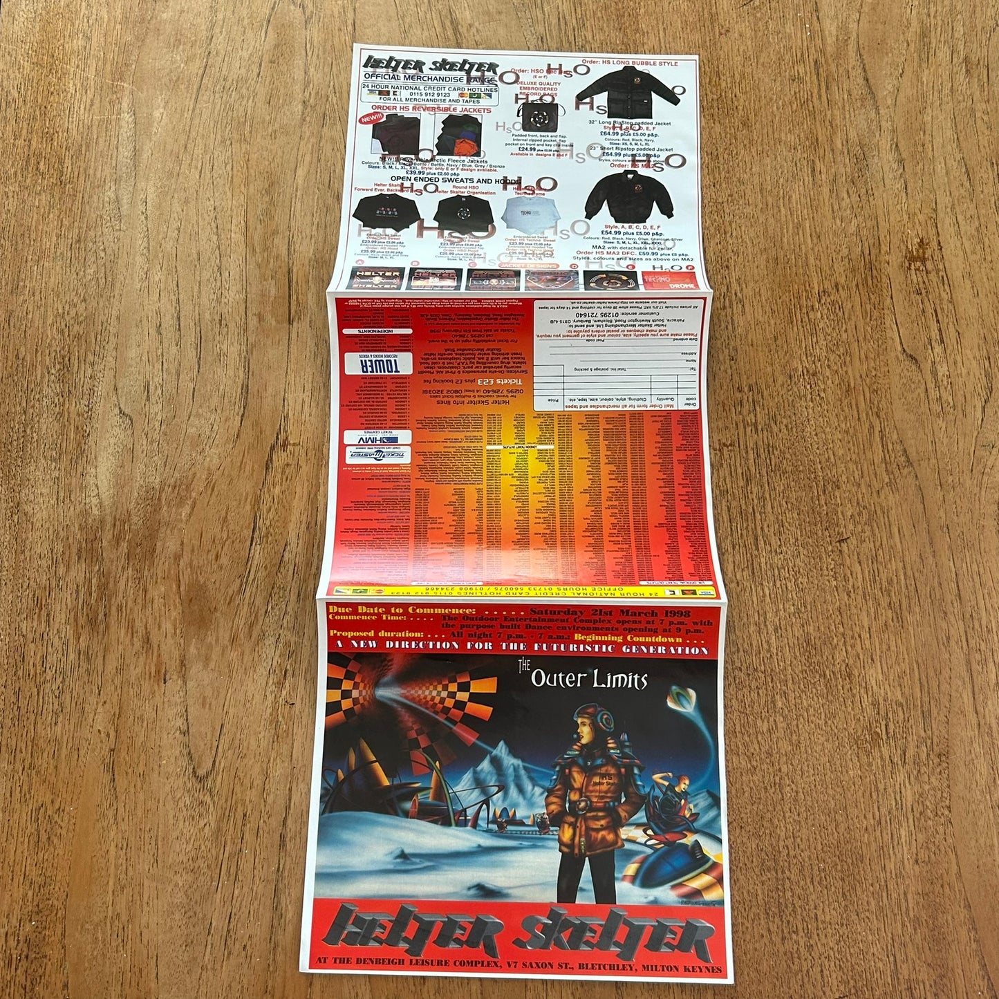 90s RAVE / Dance Memorabilia Flyer. The Outer Limits, Helter Skelter, Denbeigh Leisure Complex