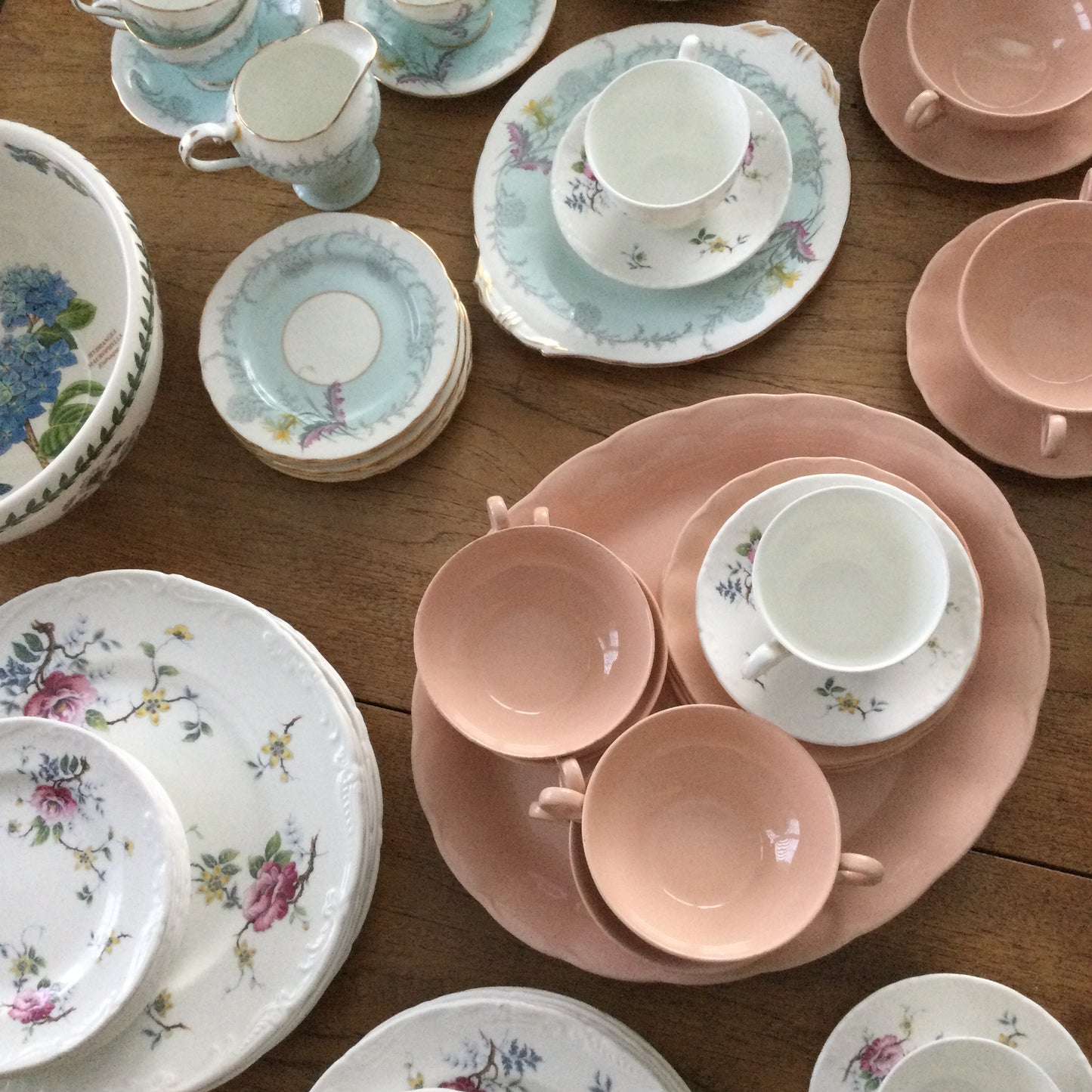 Wedgwood Mayfair Debutante Set Of 6 7" side plates. Fancy edge, pretty floral design. Pink yellow green.