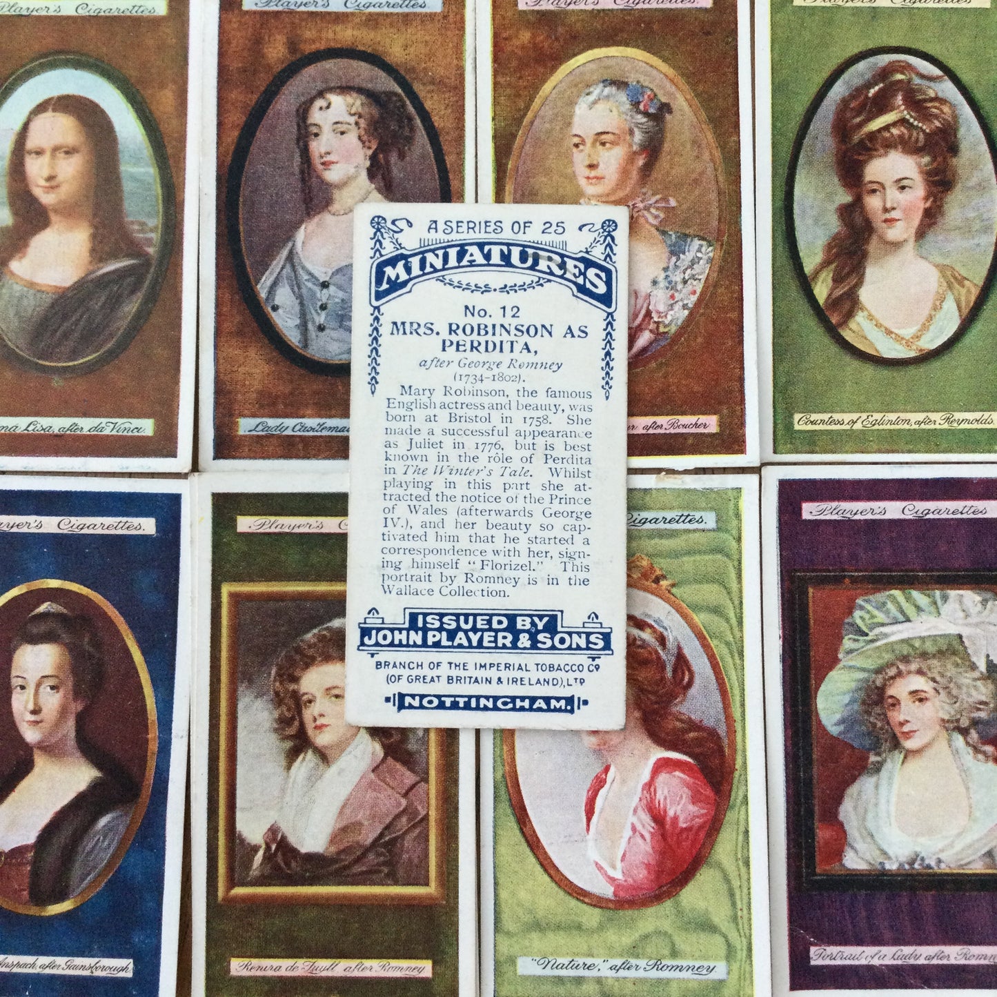 John Players Cigarette Cards 'MINIATURES'. Sold individually so take your pick. From famous portraits.