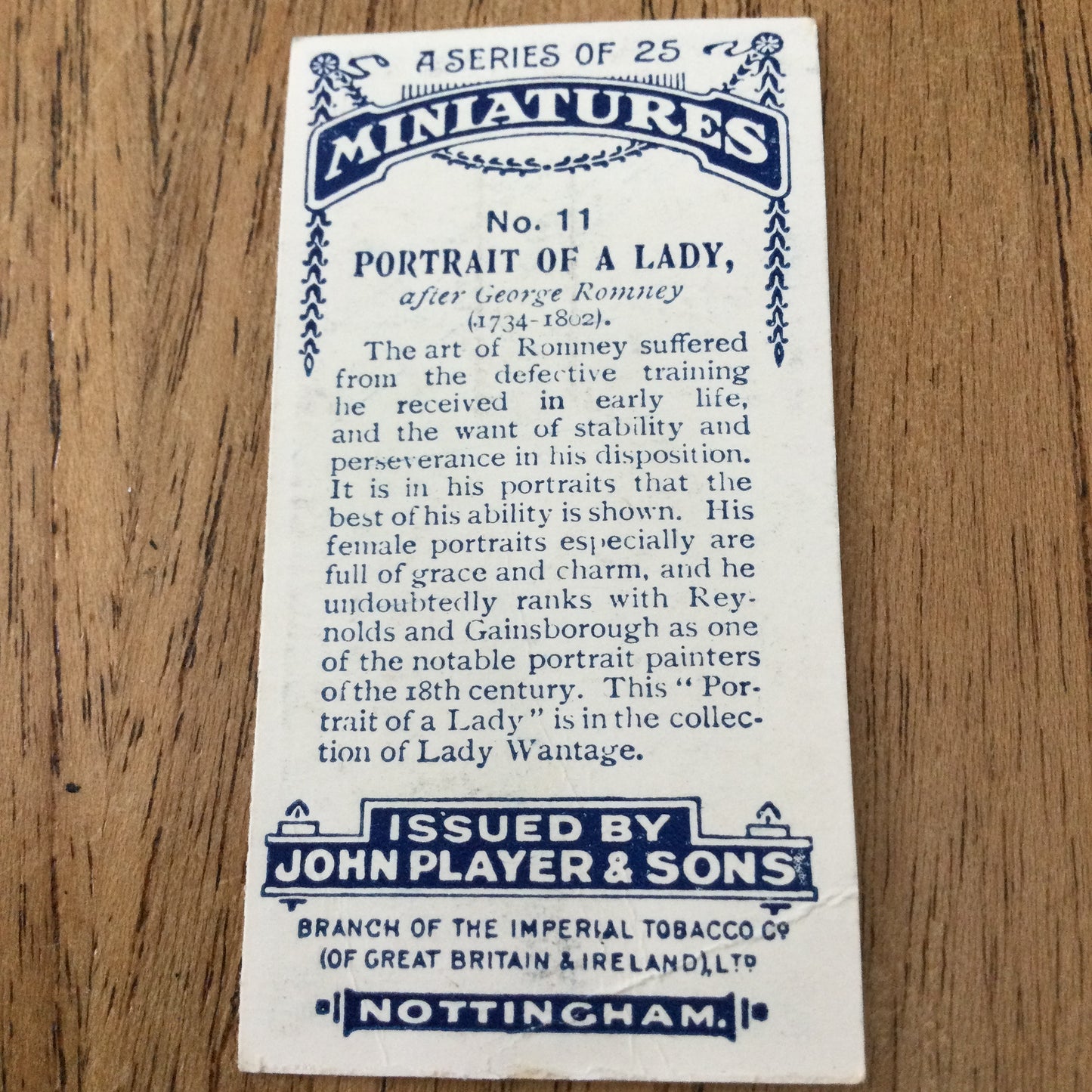 John Players Cigarette Cards 'MINIATURES'. Sold individually so take your pick. From famous portraits.