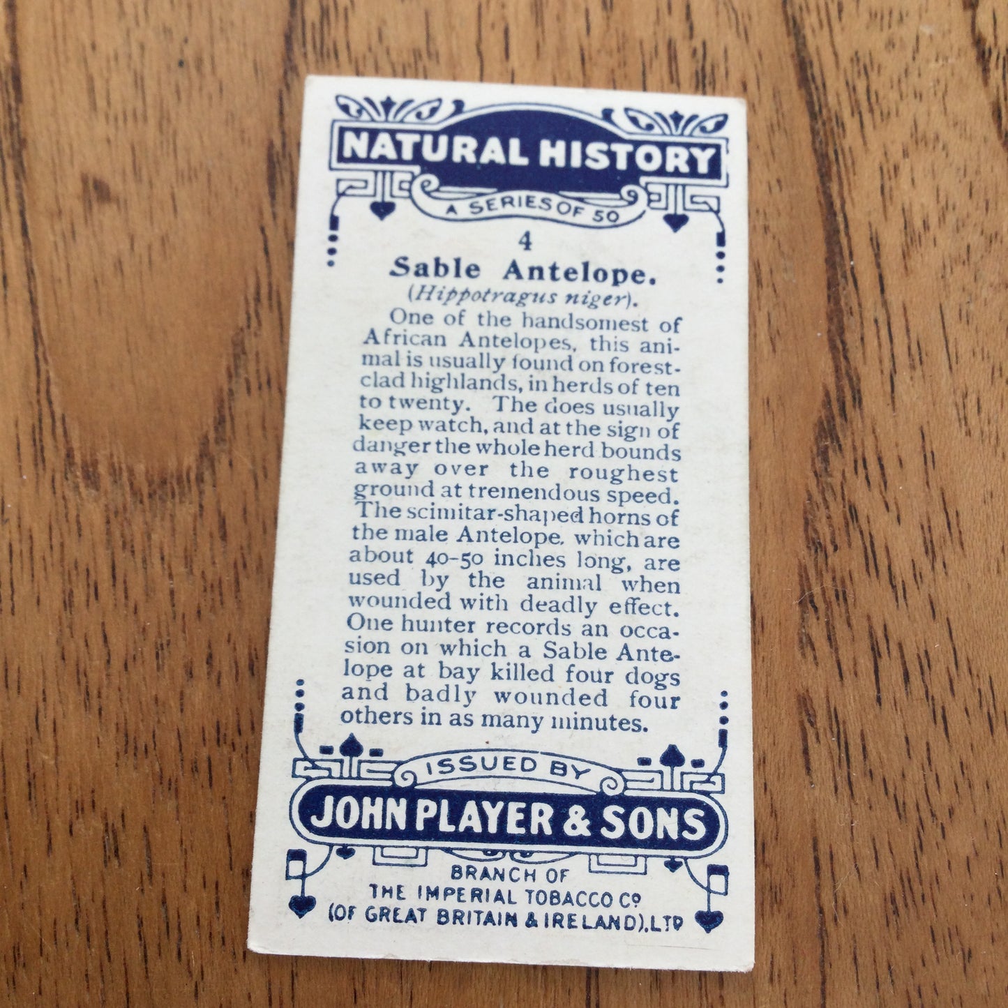 Players Cigarette Cards 'Natural History' 1924. Sold individually so take your pick.