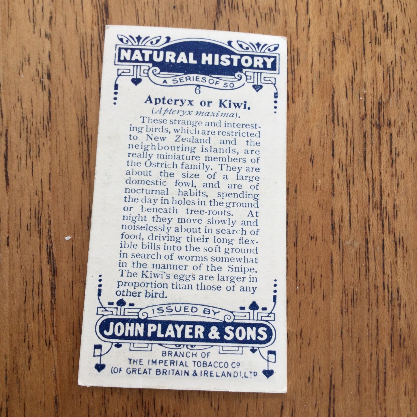 Players Cigarette Cards 'Natural History' 1924. Sold individually so take your pick.