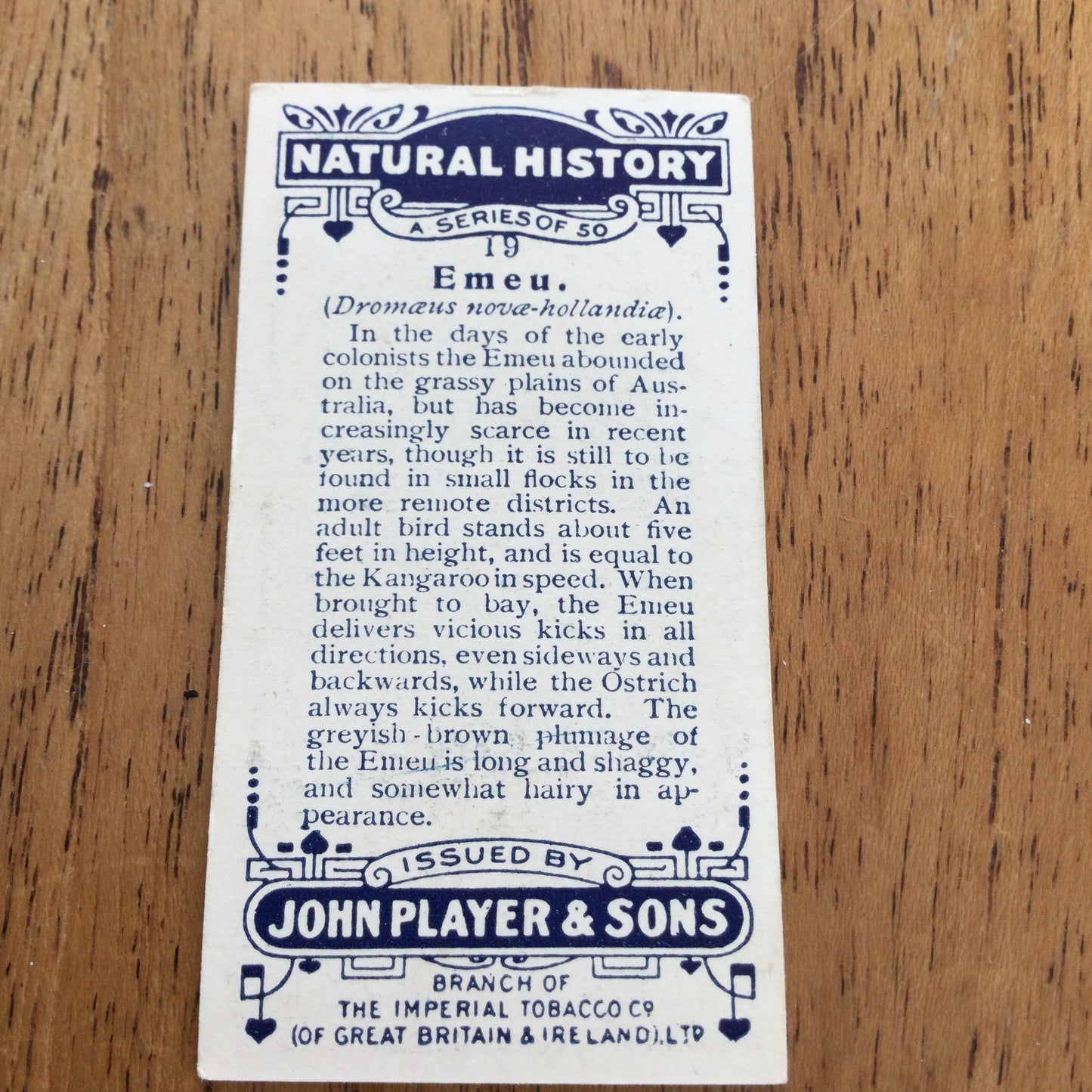 Players Cigarette Cards 'Natural History' 1924. Sold individually so take your pick.