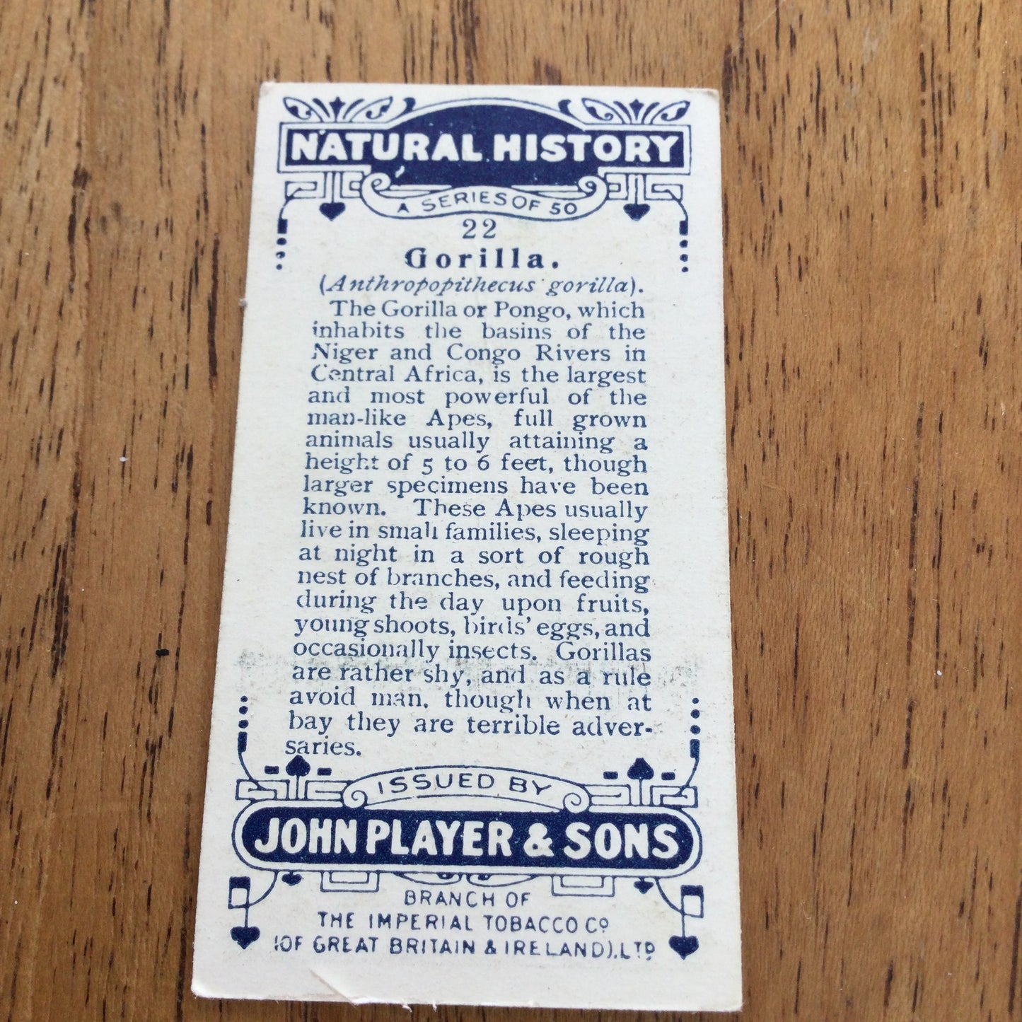 Players Cigarette Cards 'Natural History' 1924. Sold individually so take your pick.