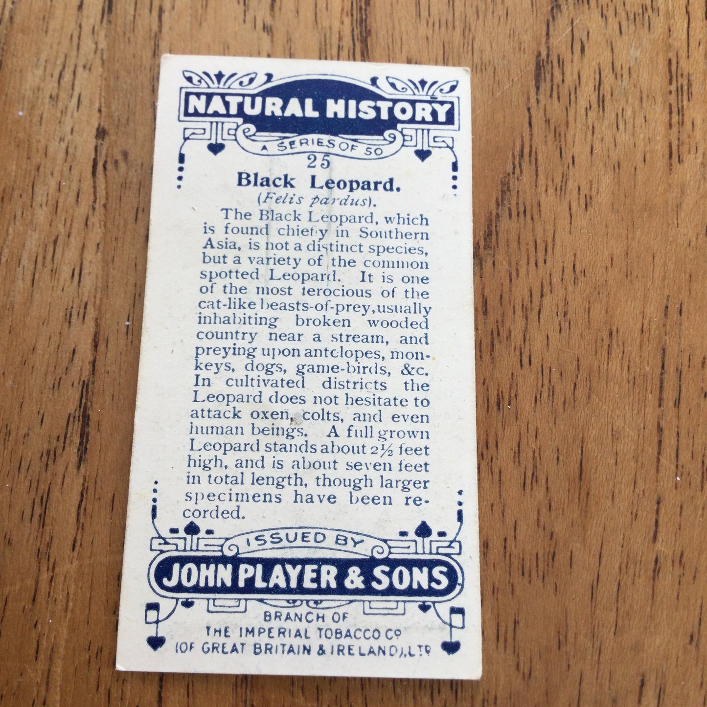 Players Cigarette Cards 'Natural History' 1924. Sold individually so take your pick.