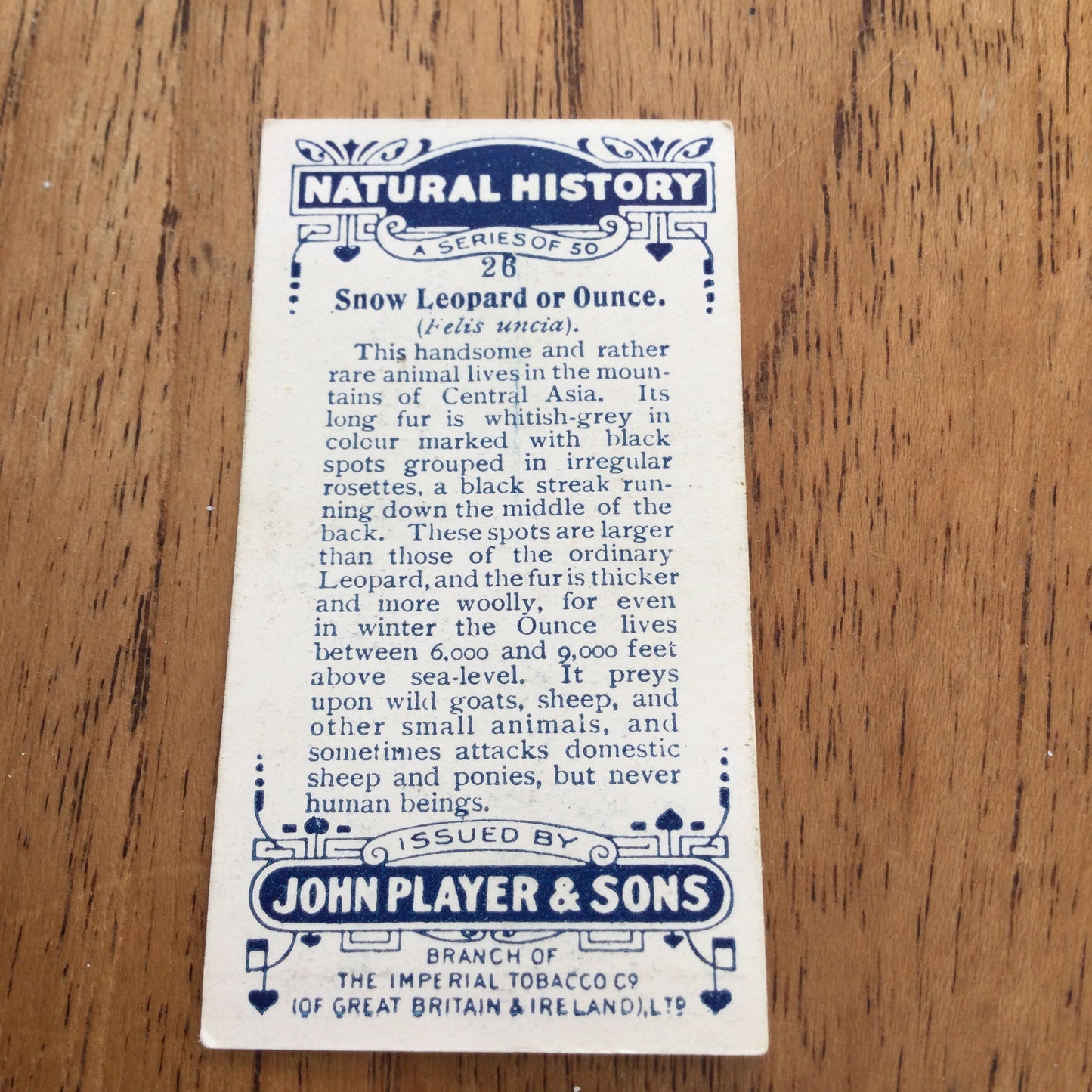 Players Cigarette Cards 'Natural History' 1924. Sold individually so take your pick.