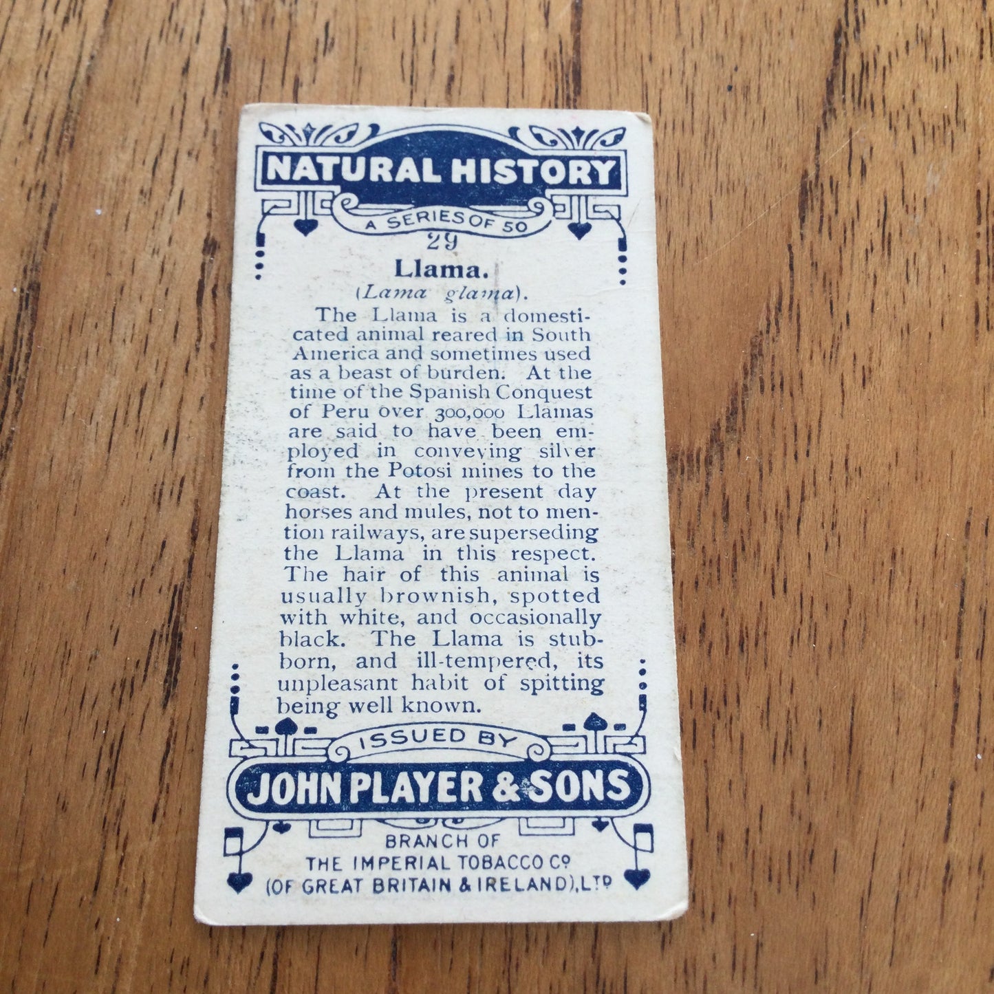 Players Cigarette Cards 'Natural History' 1924. Sold individually so take your pick.