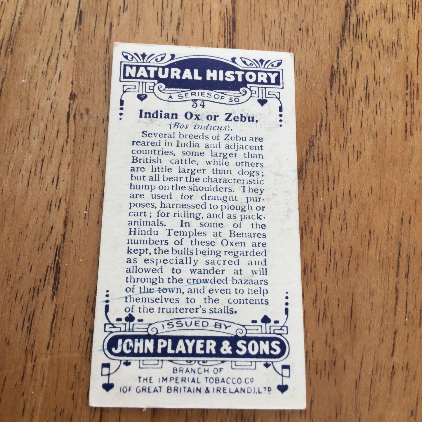 Players Cigarette Cards 'Natural History' 1924. Sold individually so take your pick.