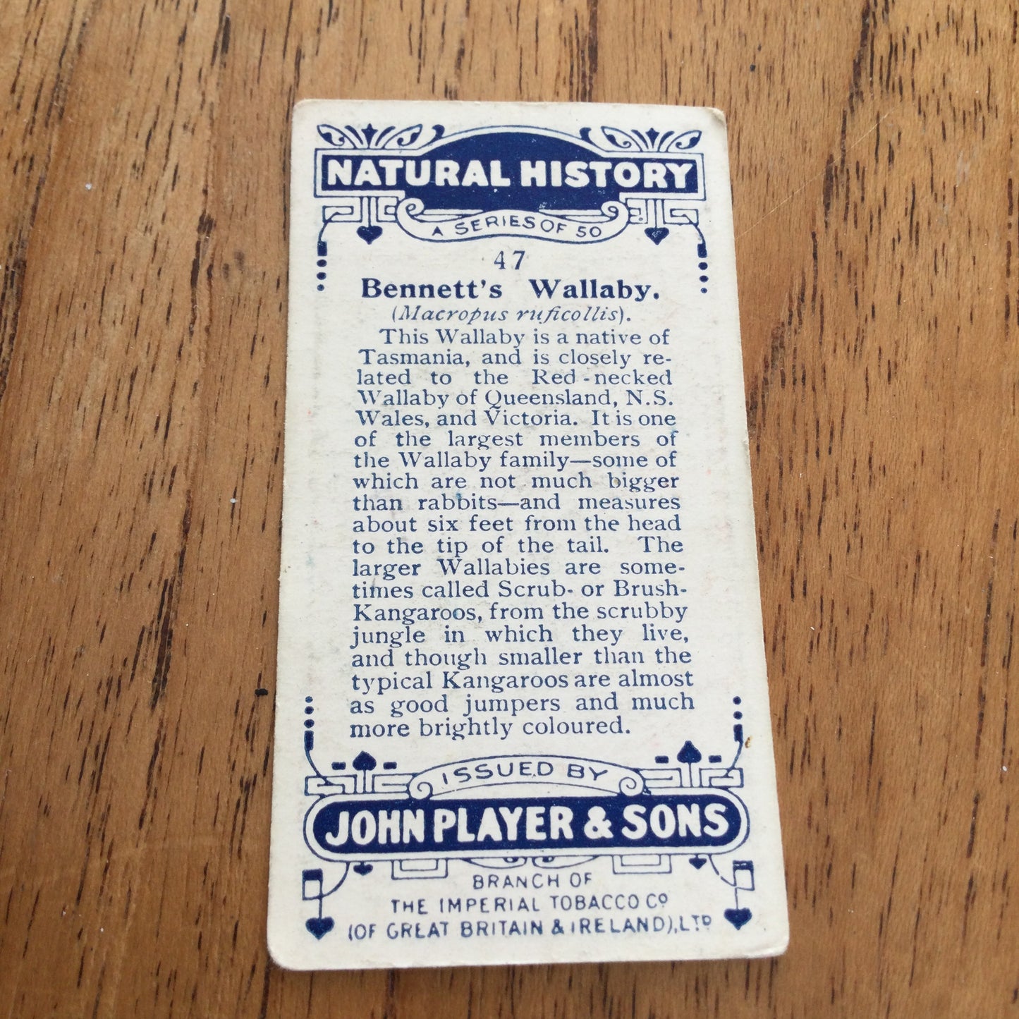 Players Cigarette Cards 'Natural History' 1924. Sold individually so take your pick.