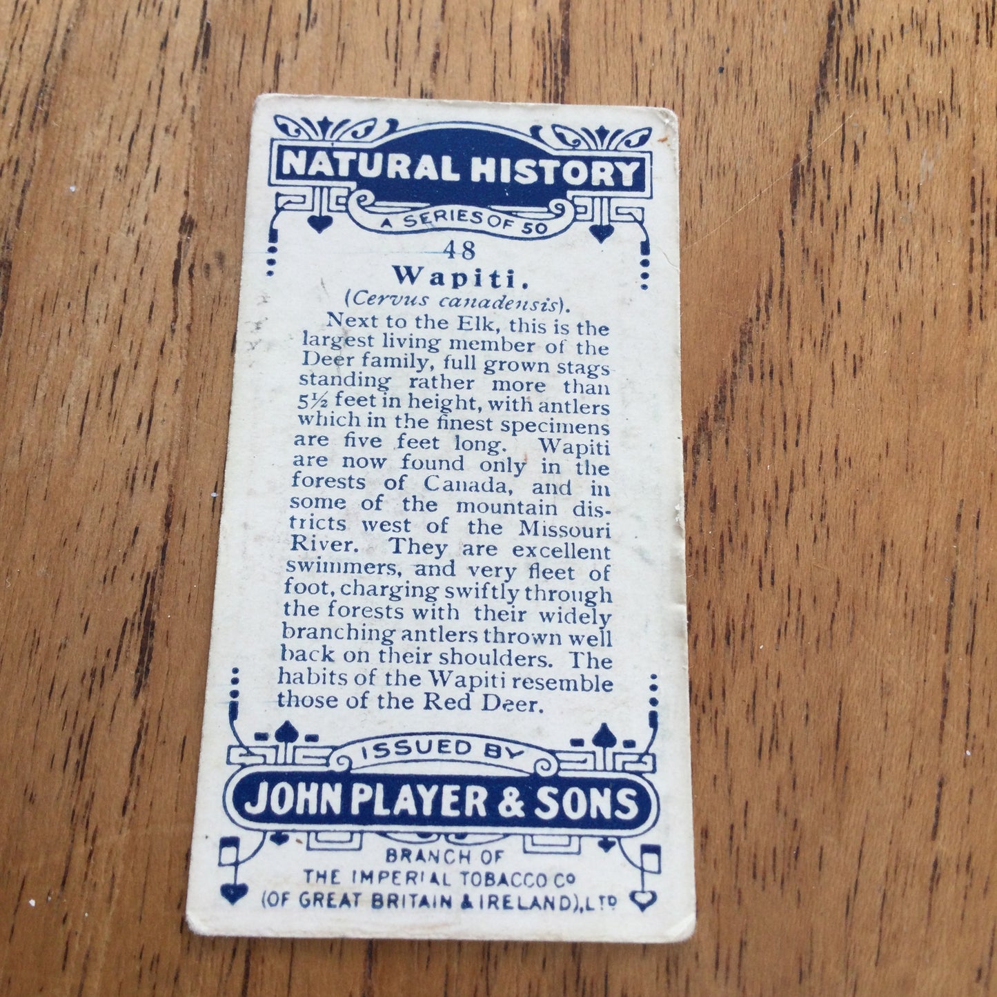 Players Cigarette Cards 'Natural History' 1924. Sold individually so take your pick.