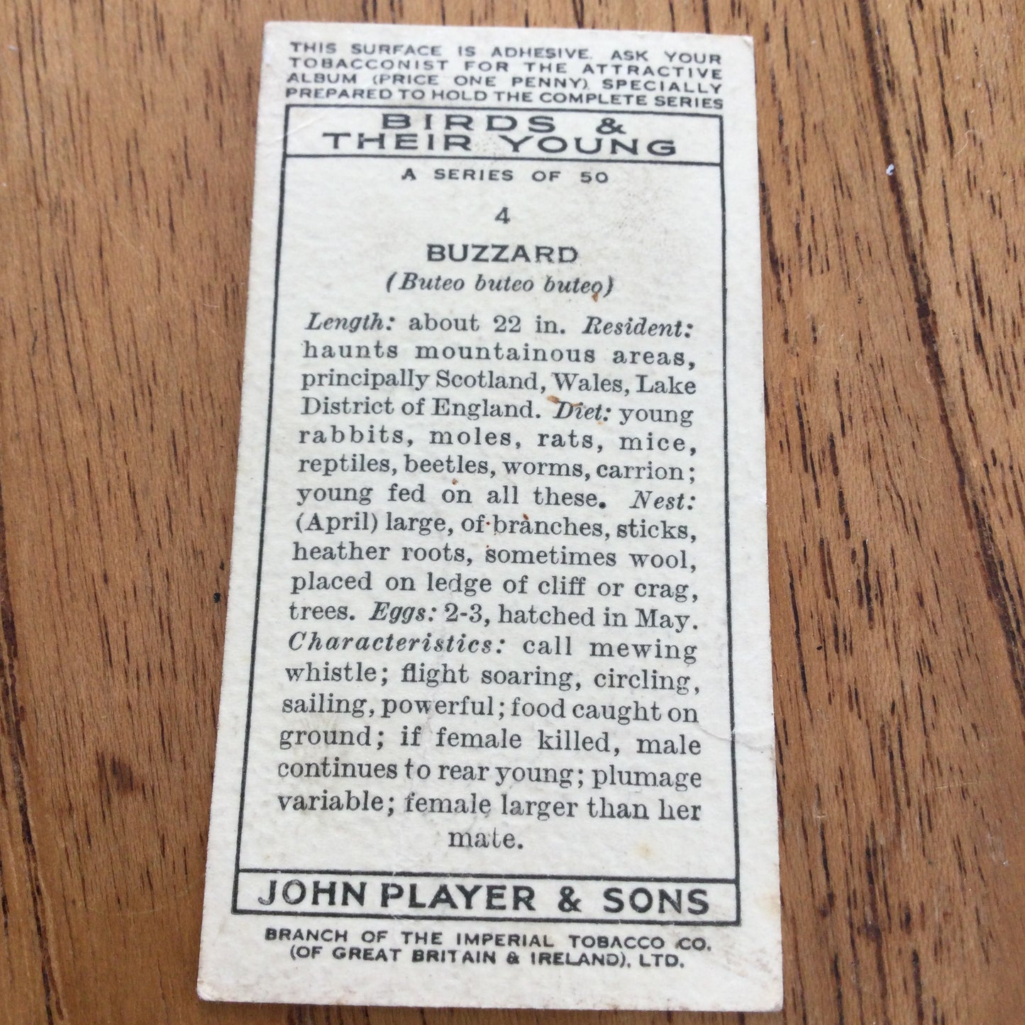 Players Cigarette Cards 'Birds & Their Young' 1937. Sold individually so take your pick