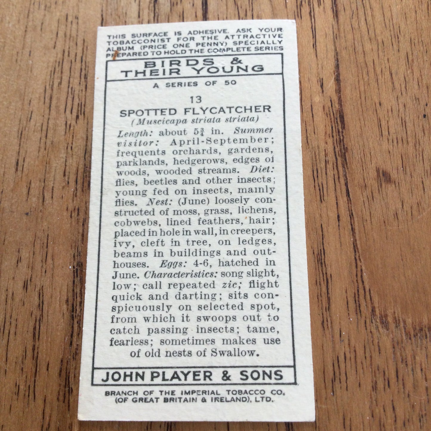 Players Cigarette Cards 'Birds & Their Young' 1937. Sold individually so take your pick