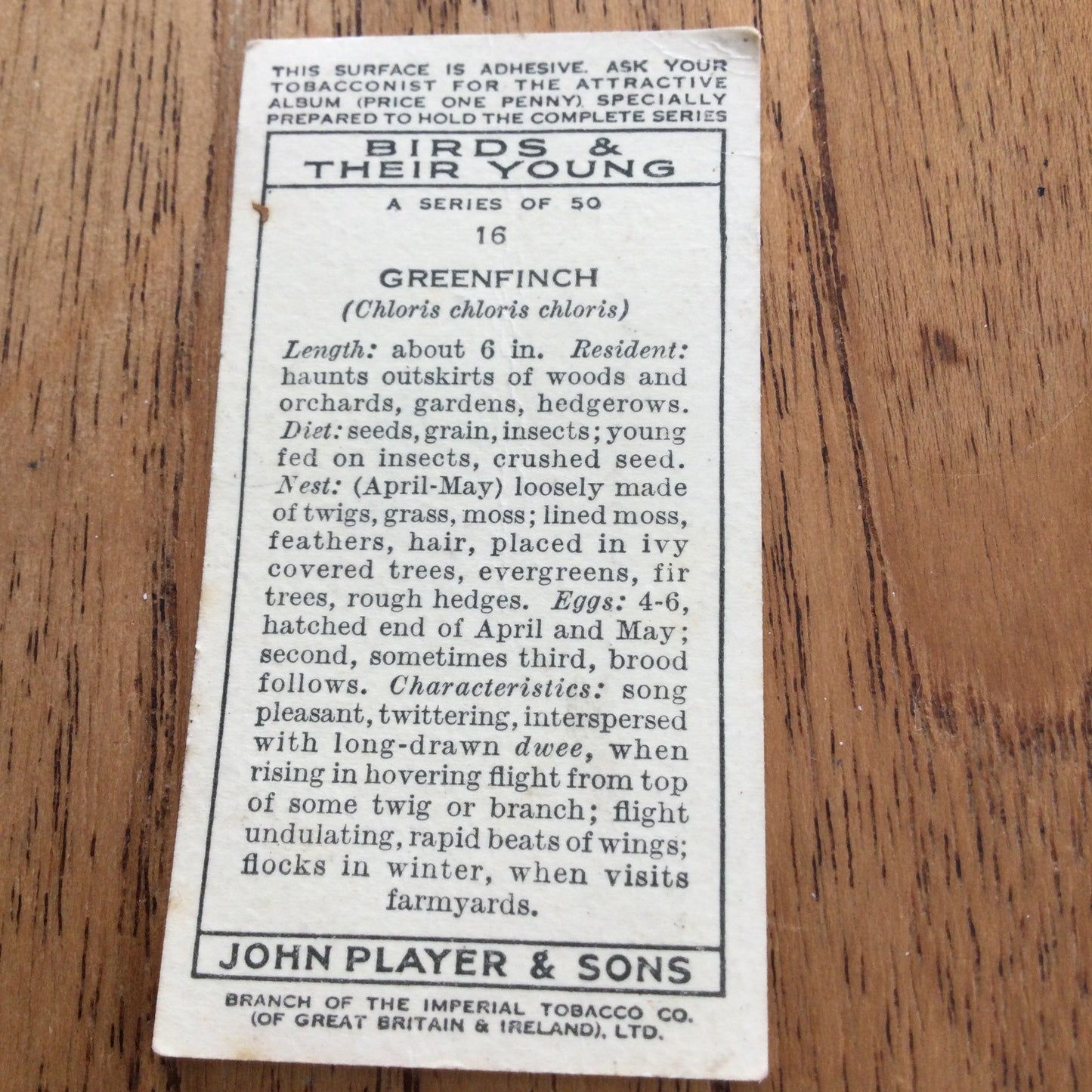 Players Cigarette Cards 'Birds & Their Young' 1937. Sold individually so take your pick