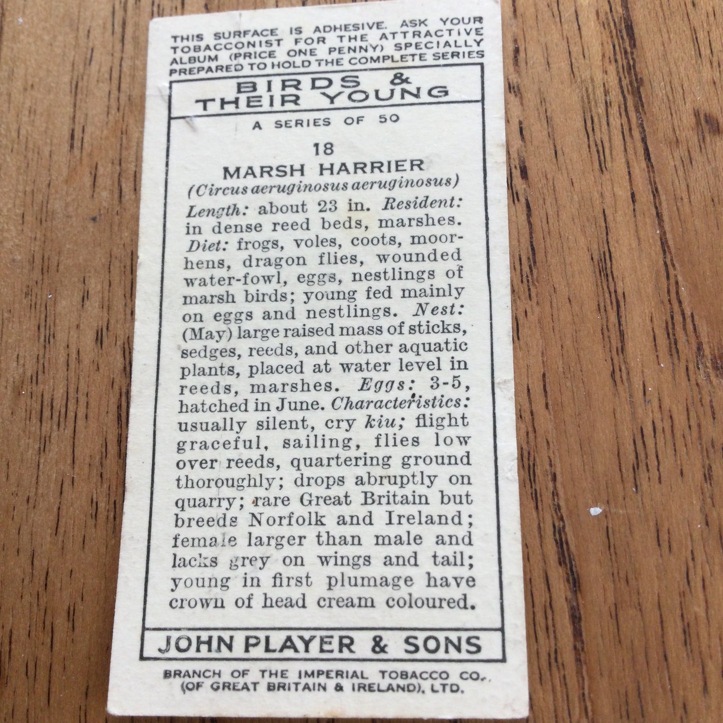 Players Cigarette Cards 'Birds & Their Young' 1937. Sold individually so take your pick