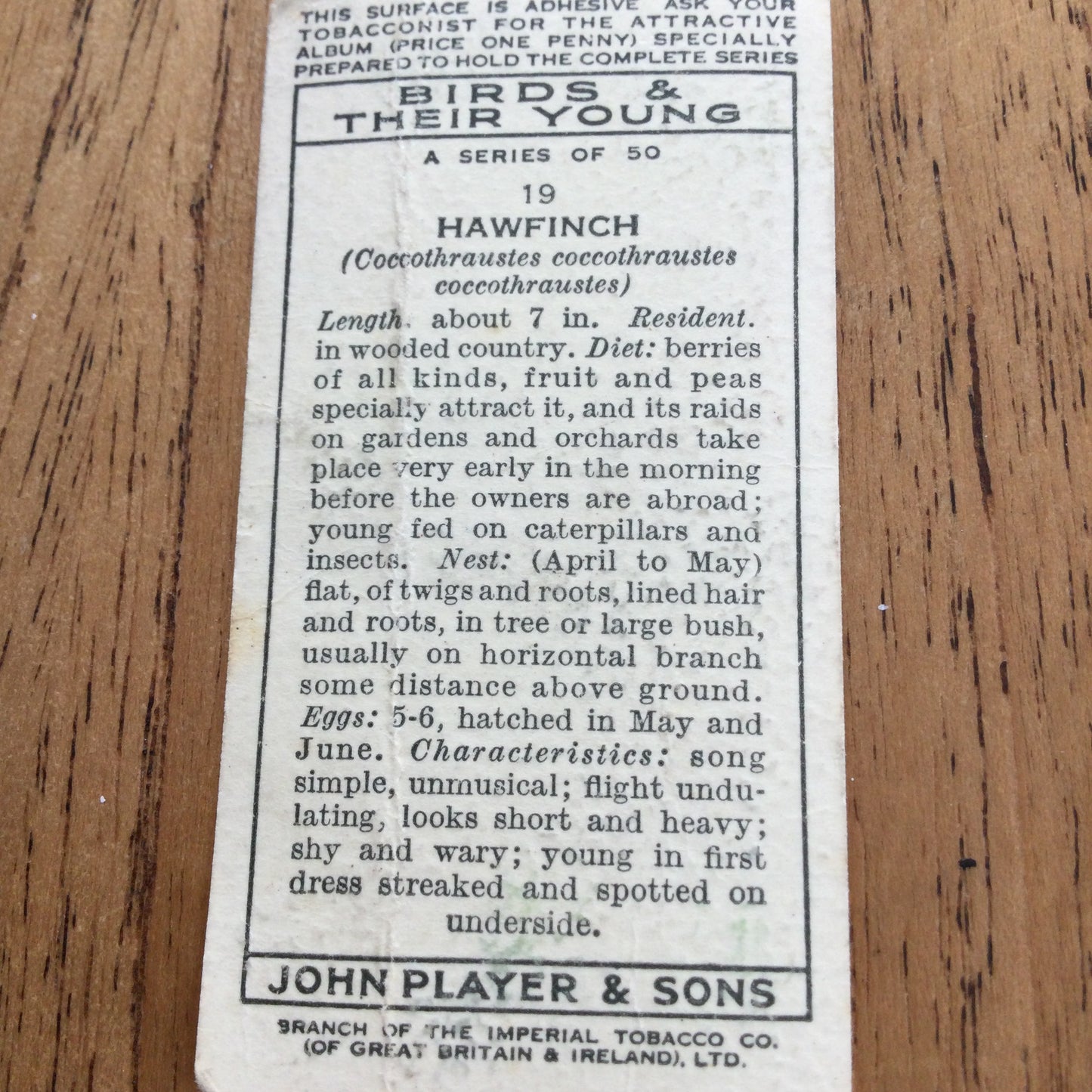 Players Cigarette Cards 'Birds & Their Young' 1937. Sold individually so take your pick