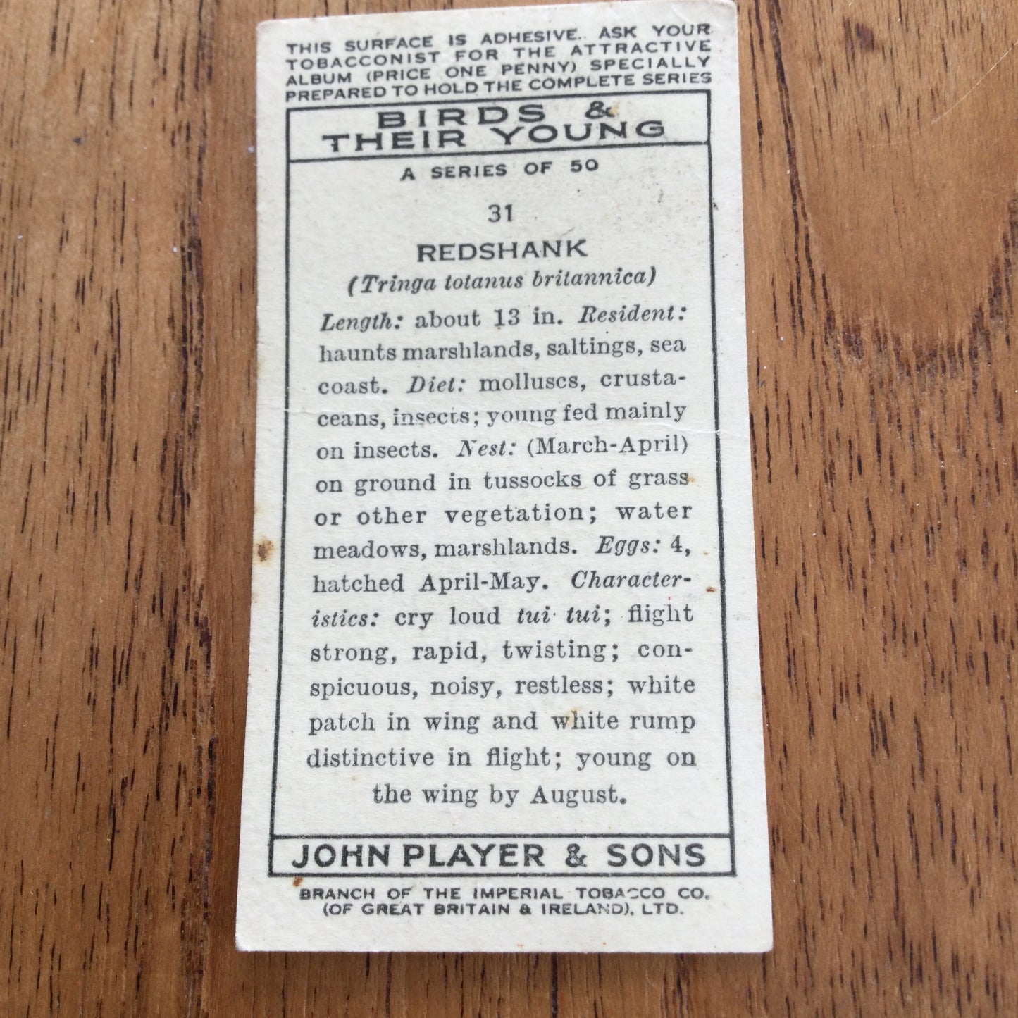 Players Cigarette Cards 'Birds & Their Young' 1937. Sold individually so take your pick