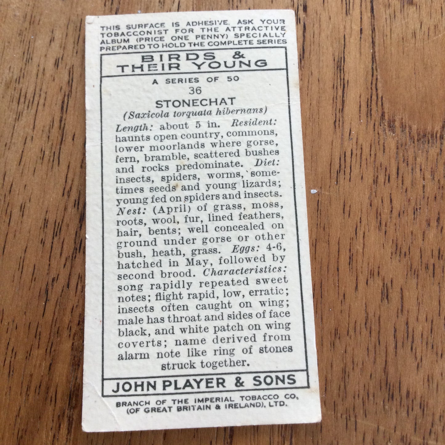 Players Cigarette Cards 'Birds & Their Young' 1937. Sold individually so take your pick