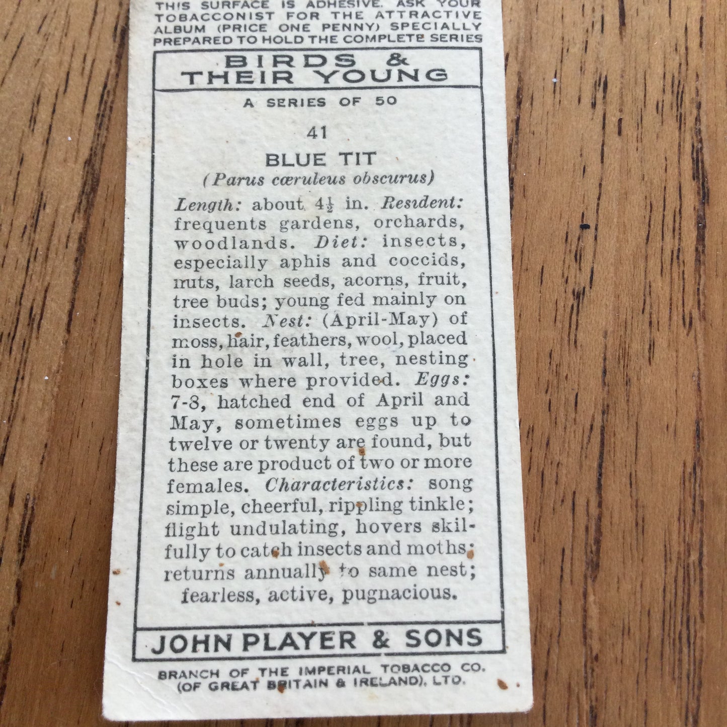 Players Cigarette Cards 'Birds & Their Young' 1937. Sold individually so take your pick