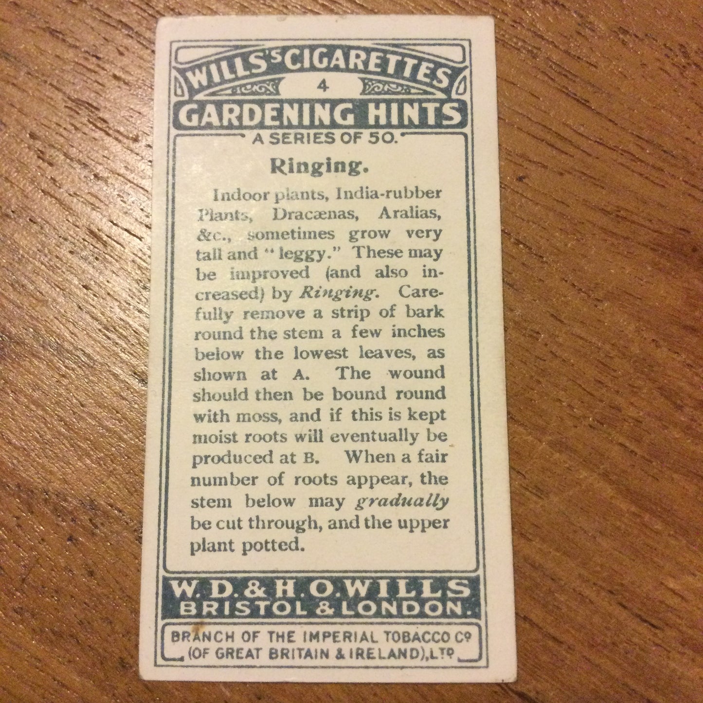 Wills Cigarette Cards GARDENING HINTS 1938. Sold individually so take your pick.