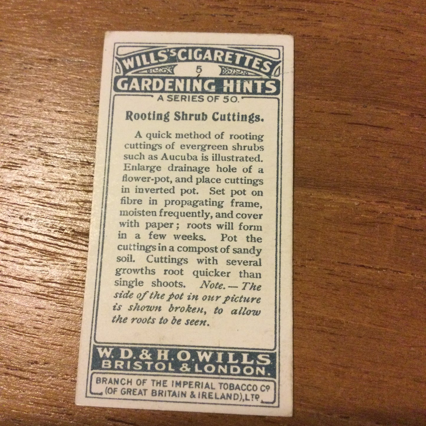 Wills Cigarette Cards GARDENING HINTS 1938. Sold individually so take your pick.