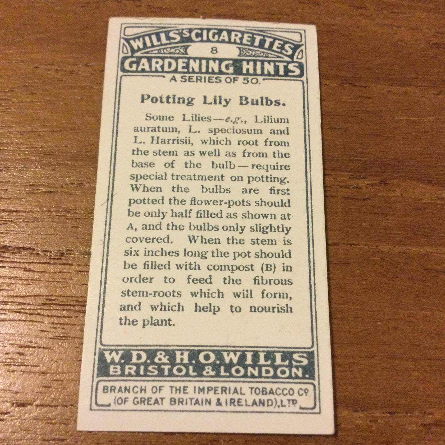 Wills Cigarette Cards GARDENING HINTS 1938. Sold individually so take your pick.